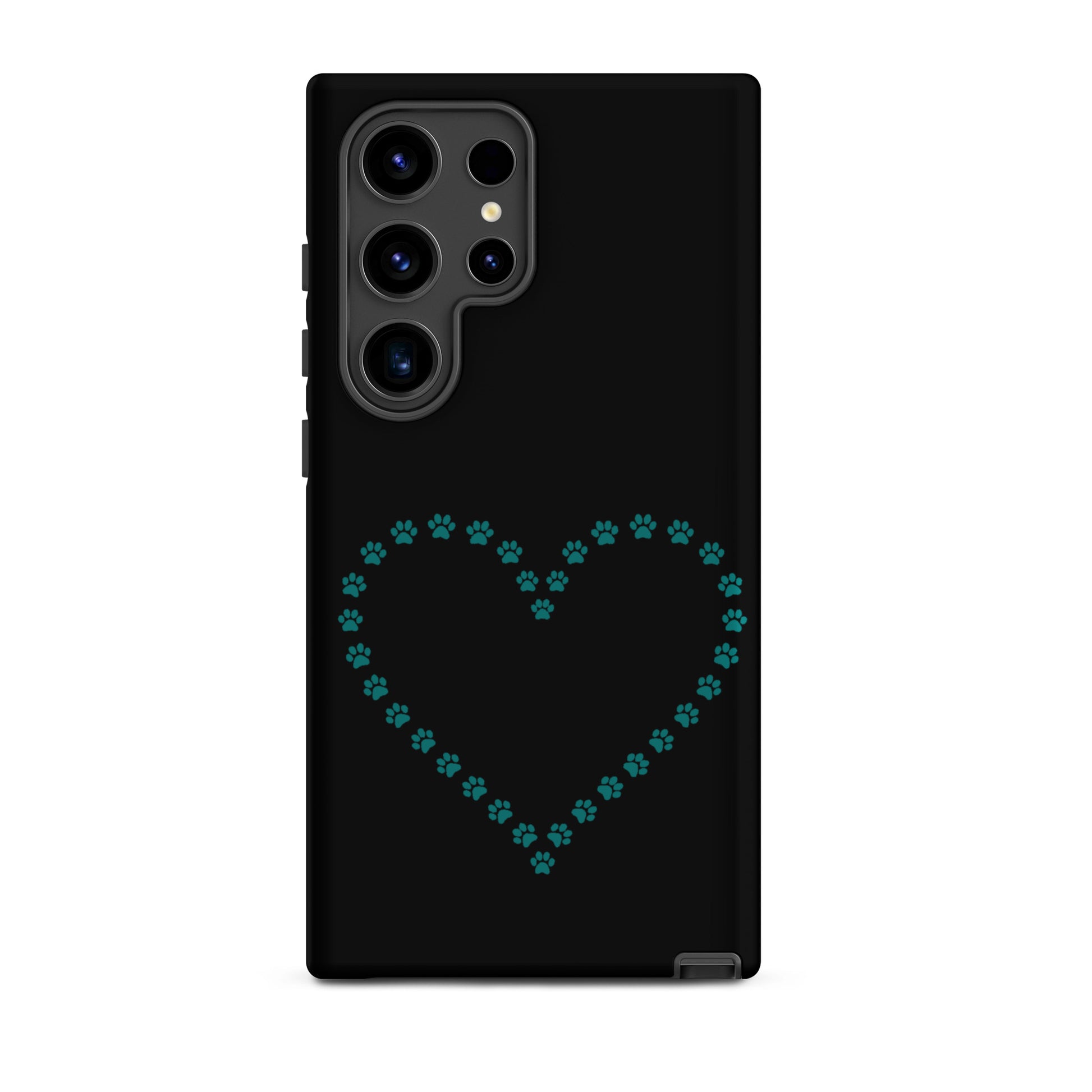Phone Case for Samsung Galaxy with paw print heart design for pet lovers.