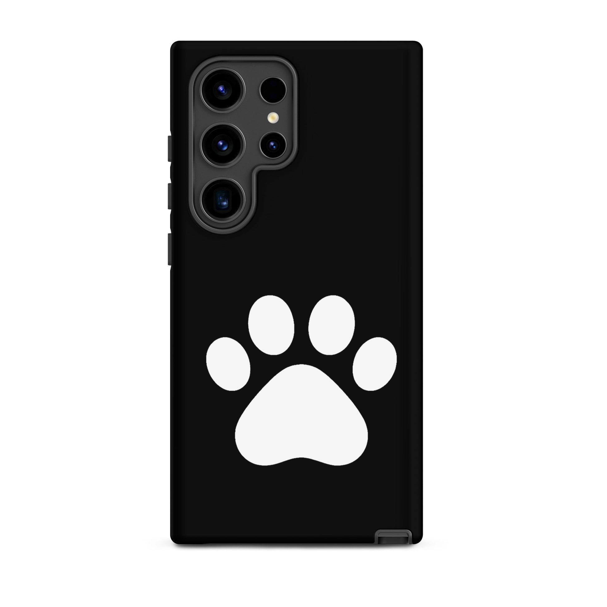 Phone Case for Samsung Galaxy featuring a minimalist white paw print design, perfect for pet lovers.