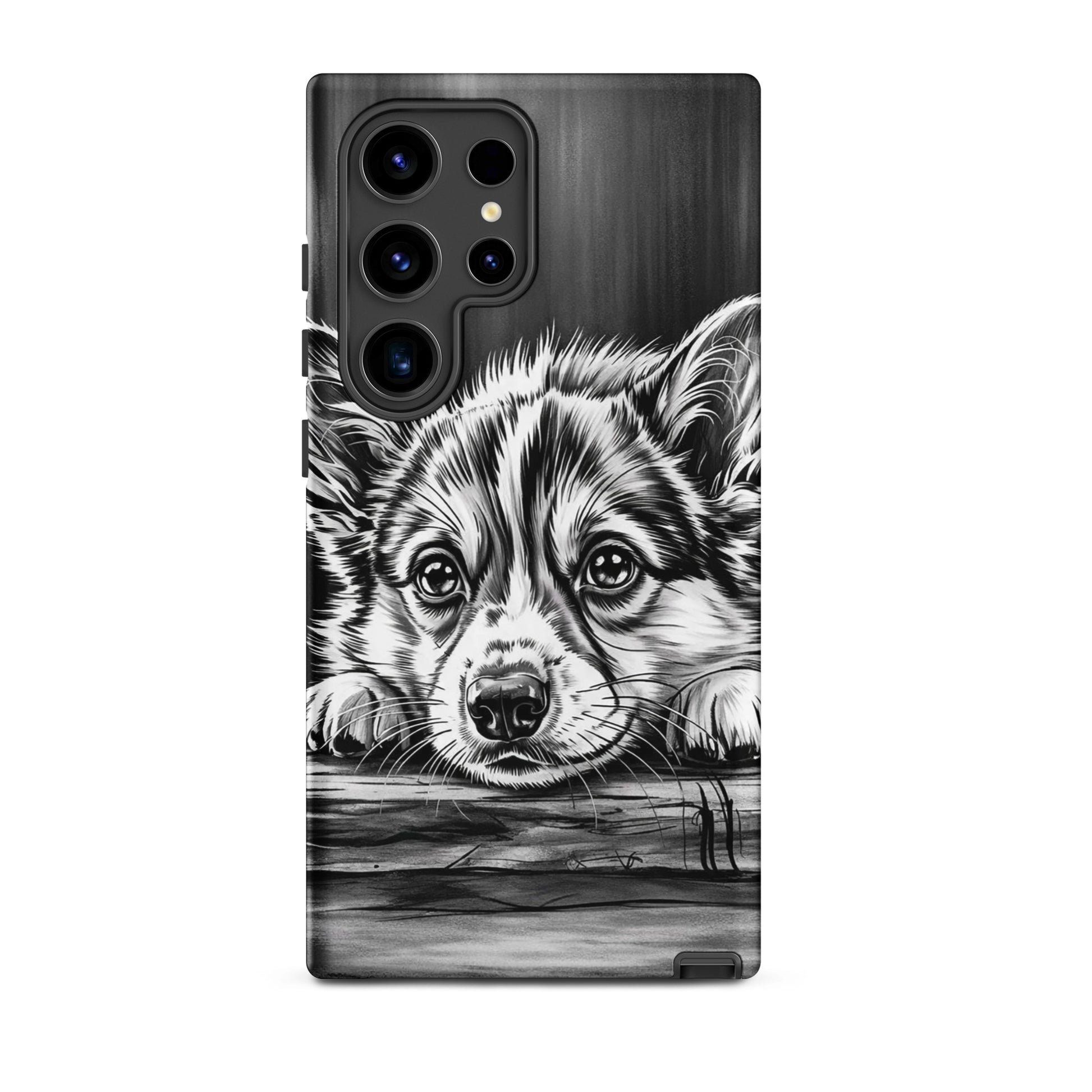 Phone Case for Samsung Galaxy with elegant puppy art illustration and premium protection.
