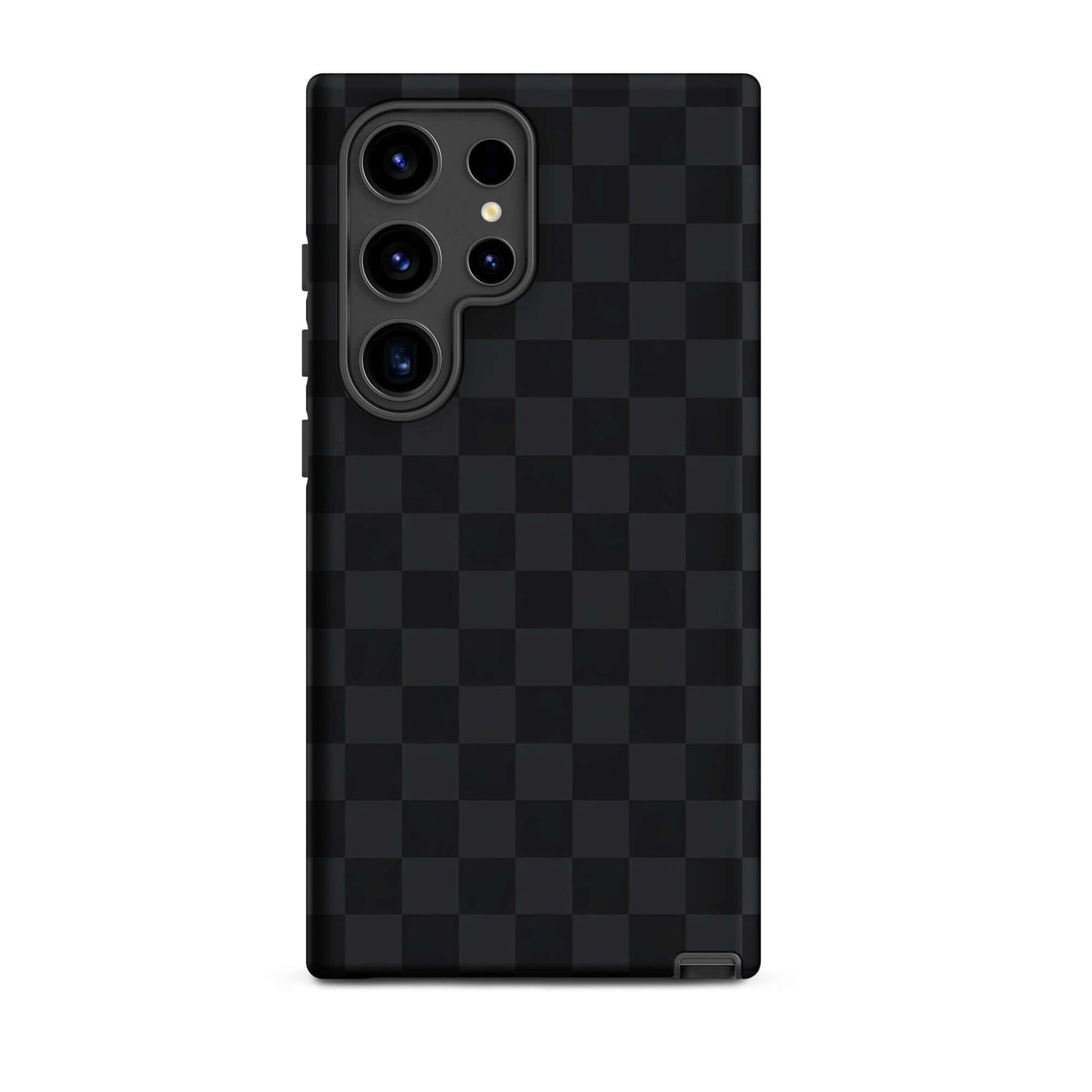 Phone Case for Samsung Galaxy with black and charcoal checkered design, sleek and modern protection accessory.
