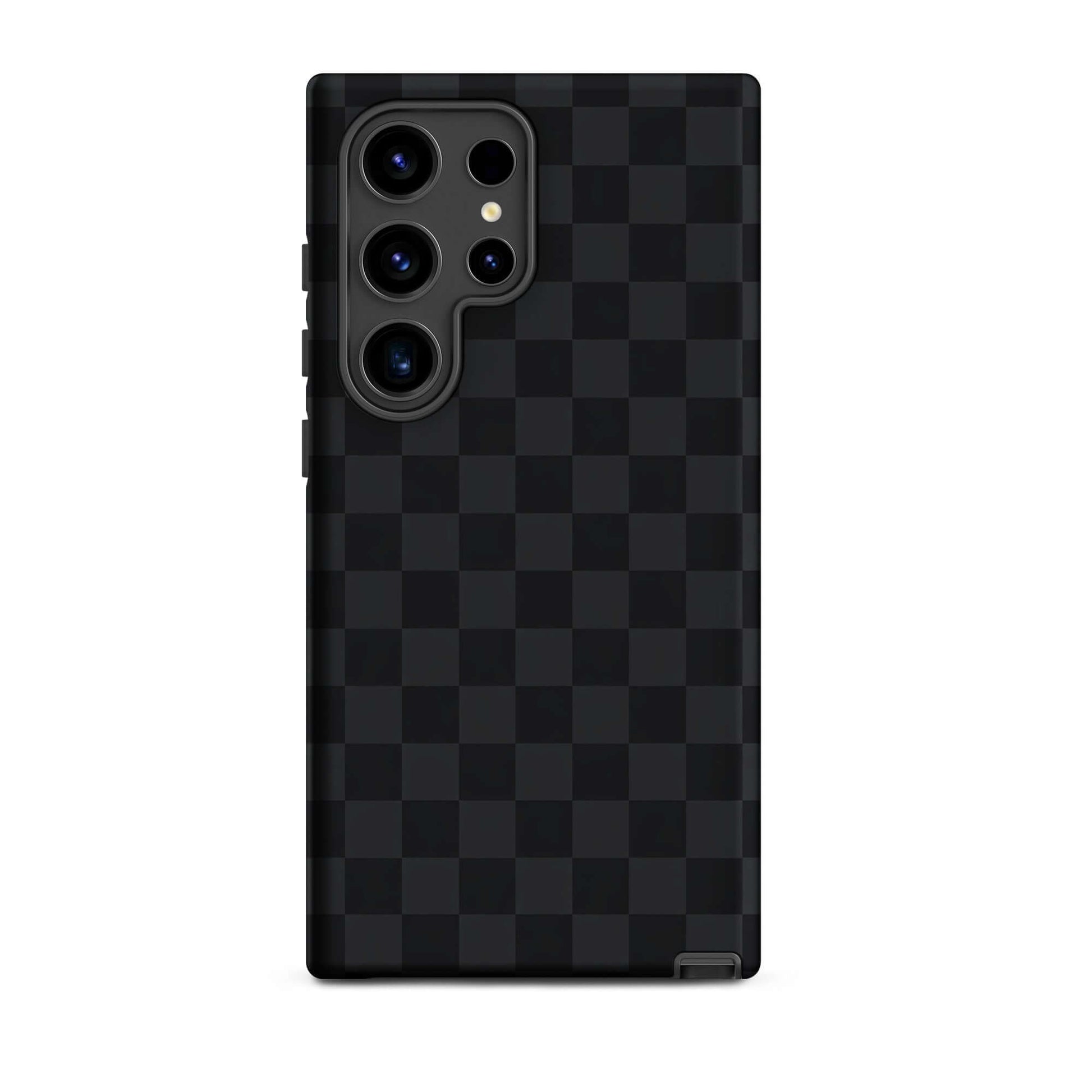 Phone Case for Samsung Galaxy with black and charcoal checkered design, sleek and modern protection accessory.