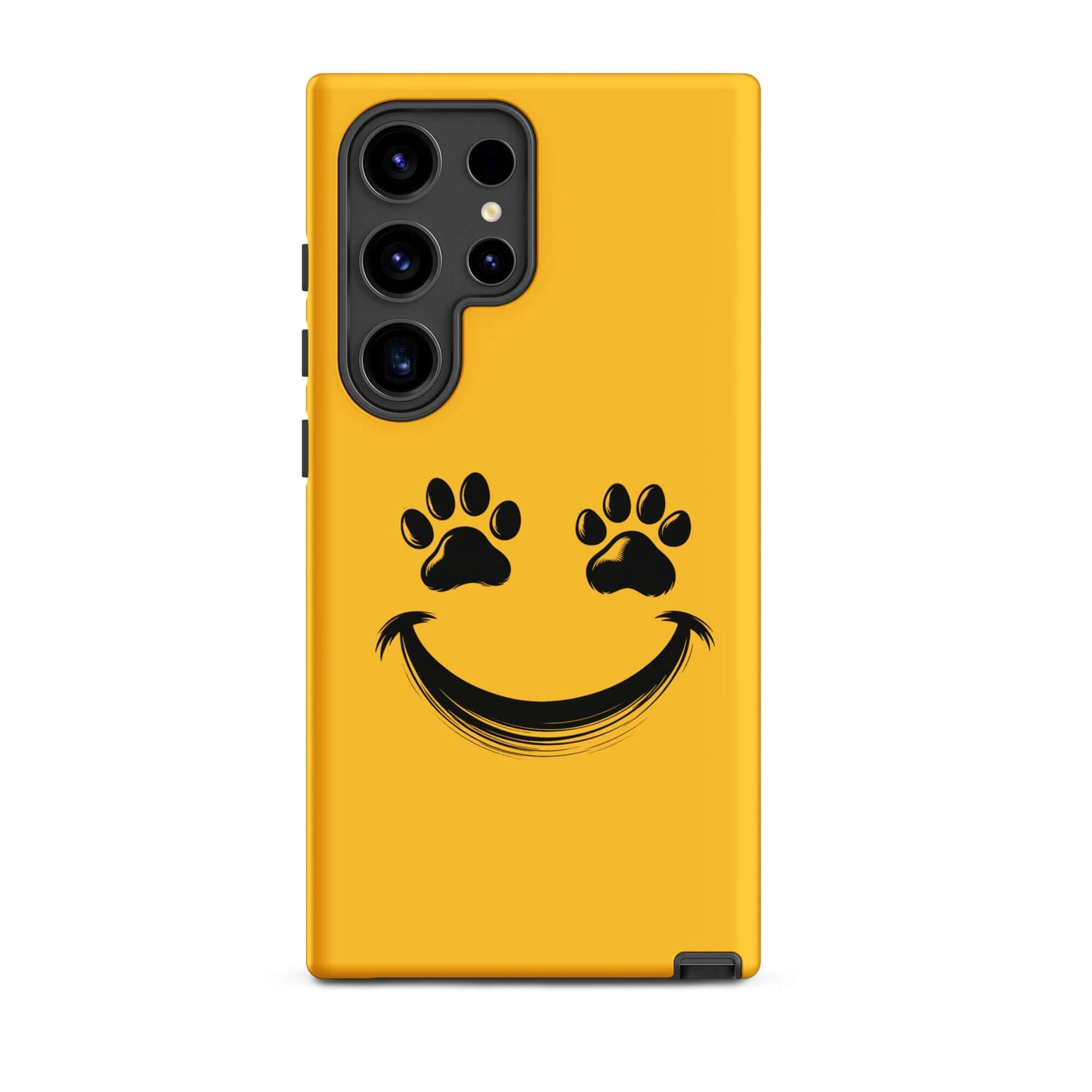 Phone Case for Samsung Galaxy with smiley face and paw print design for pet lovers.