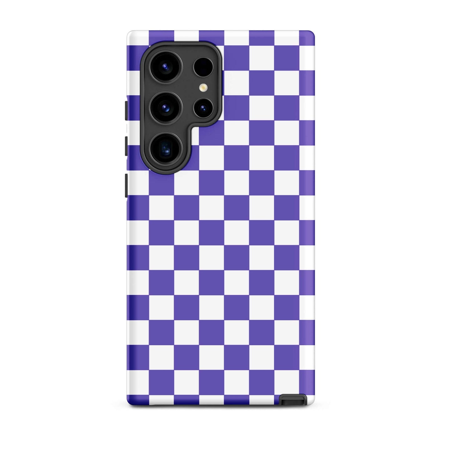 Phone Case for Samsung Galaxy with purple and white checkered design, adding style and fun to your device.