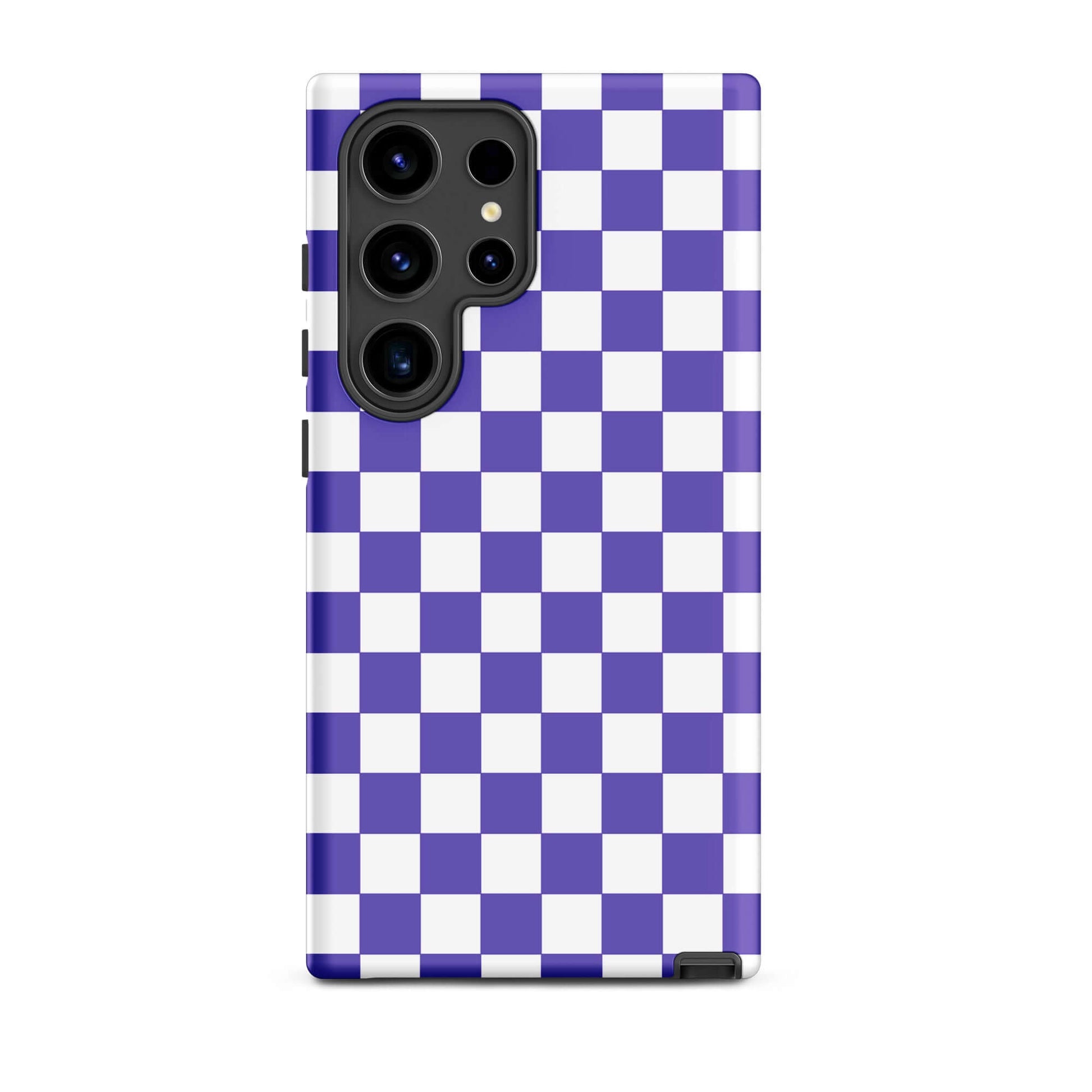 Phone Case for Samsung Galaxy with purple and white checkered design, adding style and fun to your device.