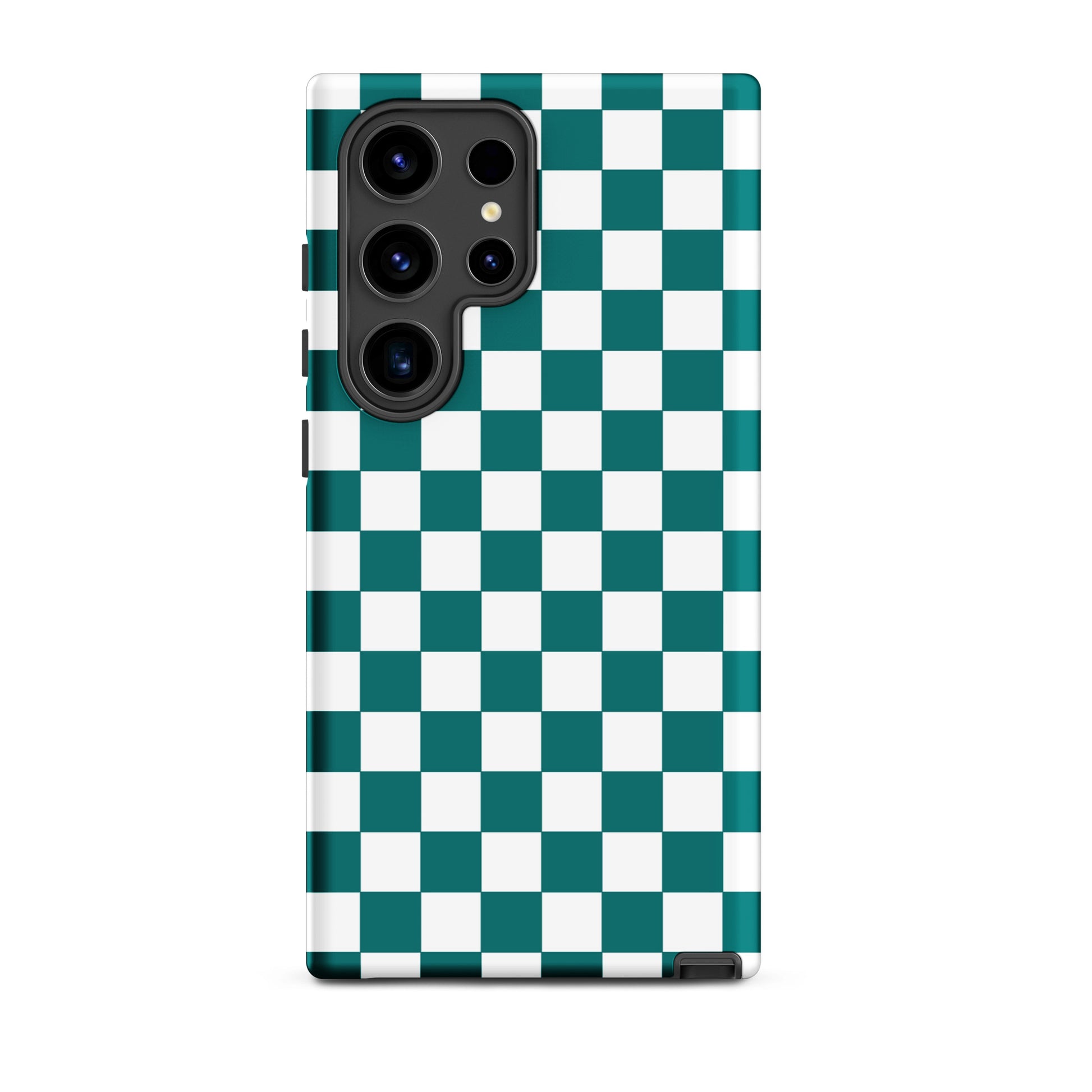 Phone Case for Samsung Galaxy with teal and white checkered design.