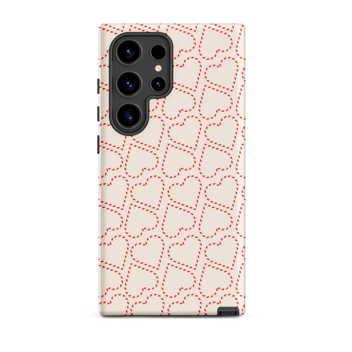 Phone Case for Samsung Galaxy with candy cane heart pattern for festive holiday flair.