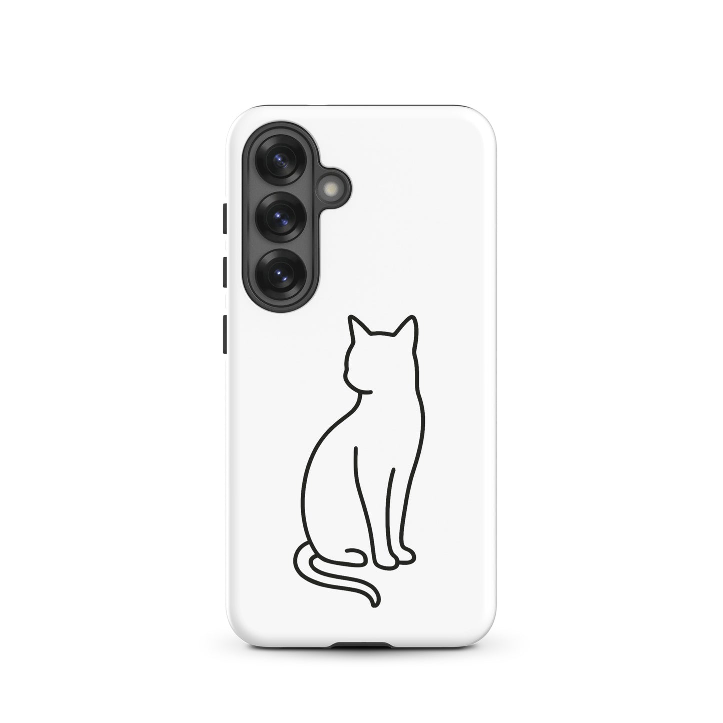 Phone Case for Samsung Galaxy featuring sleek cat outline, perfect for pet lovers and device protection.