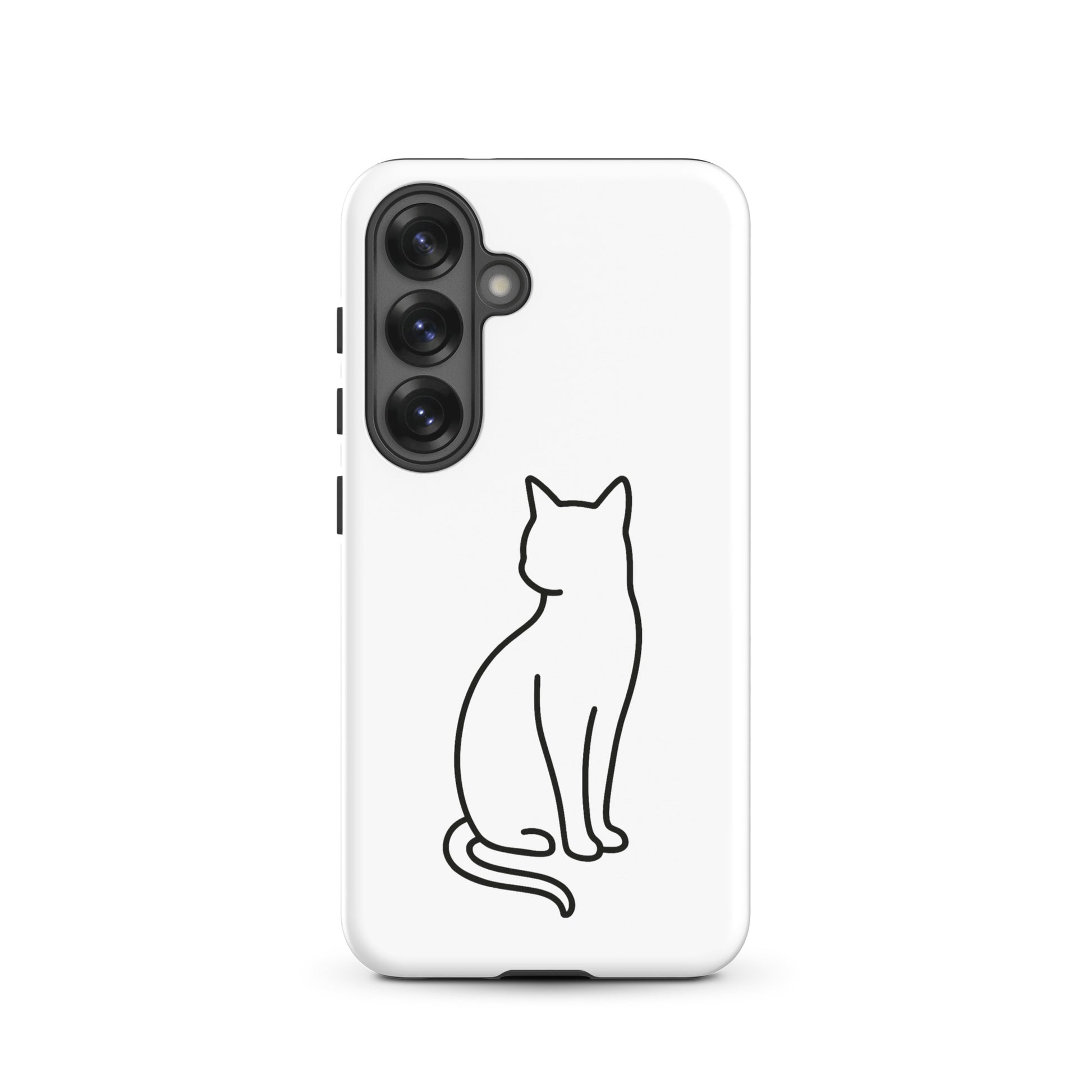 Phone Case for Samsung Galaxy featuring sleek cat outline, perfect for pet lovers and device protection.