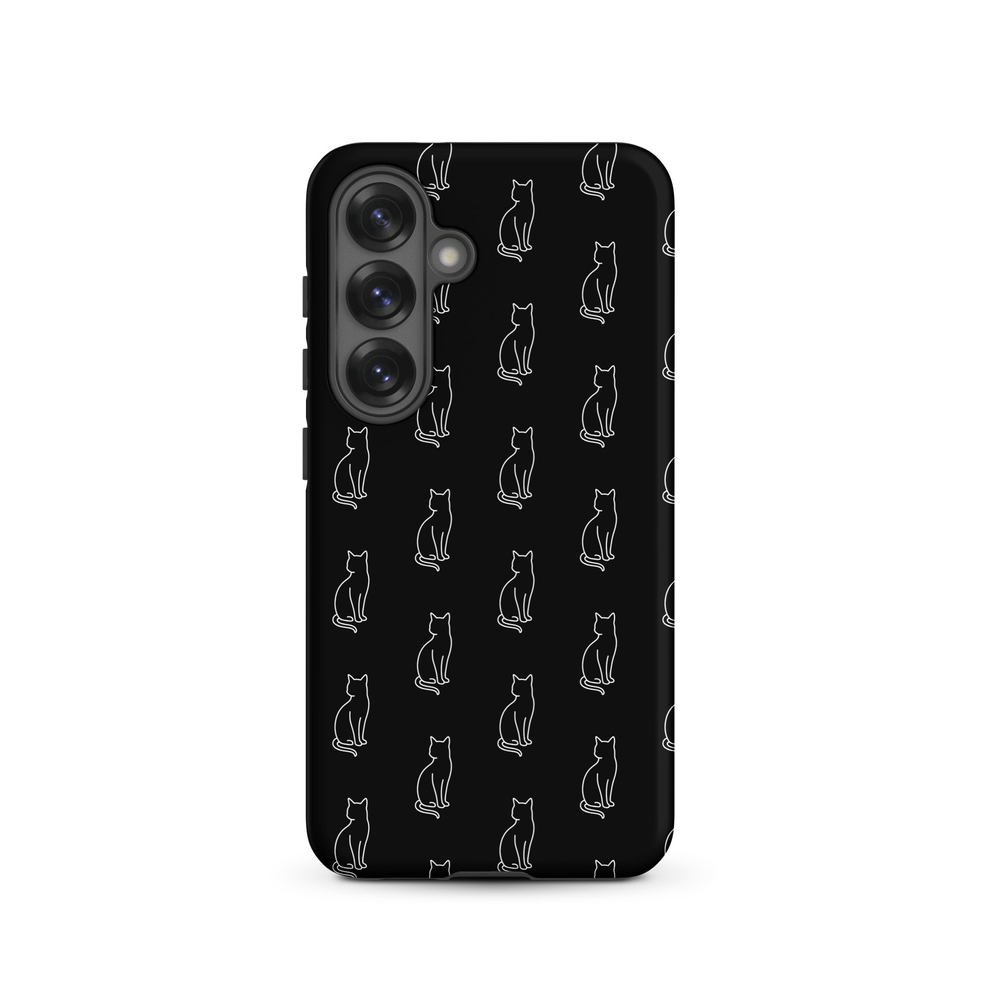 Phone Case for Samsung Galaxy featuring a stylish sitting cat pattern in minimalist design.