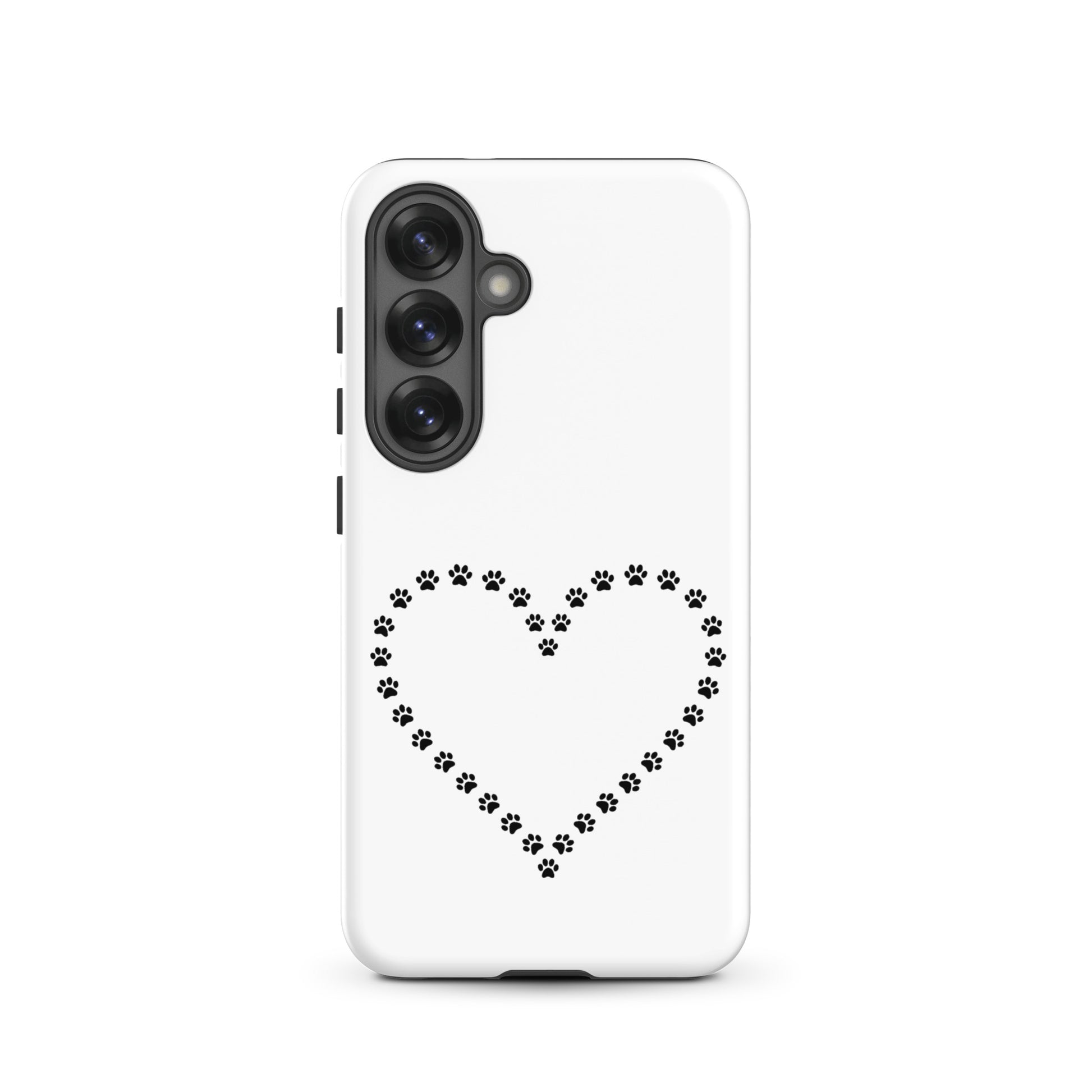 Phone Case for Samsung Galaxy with paw print heart design for pet lovers.