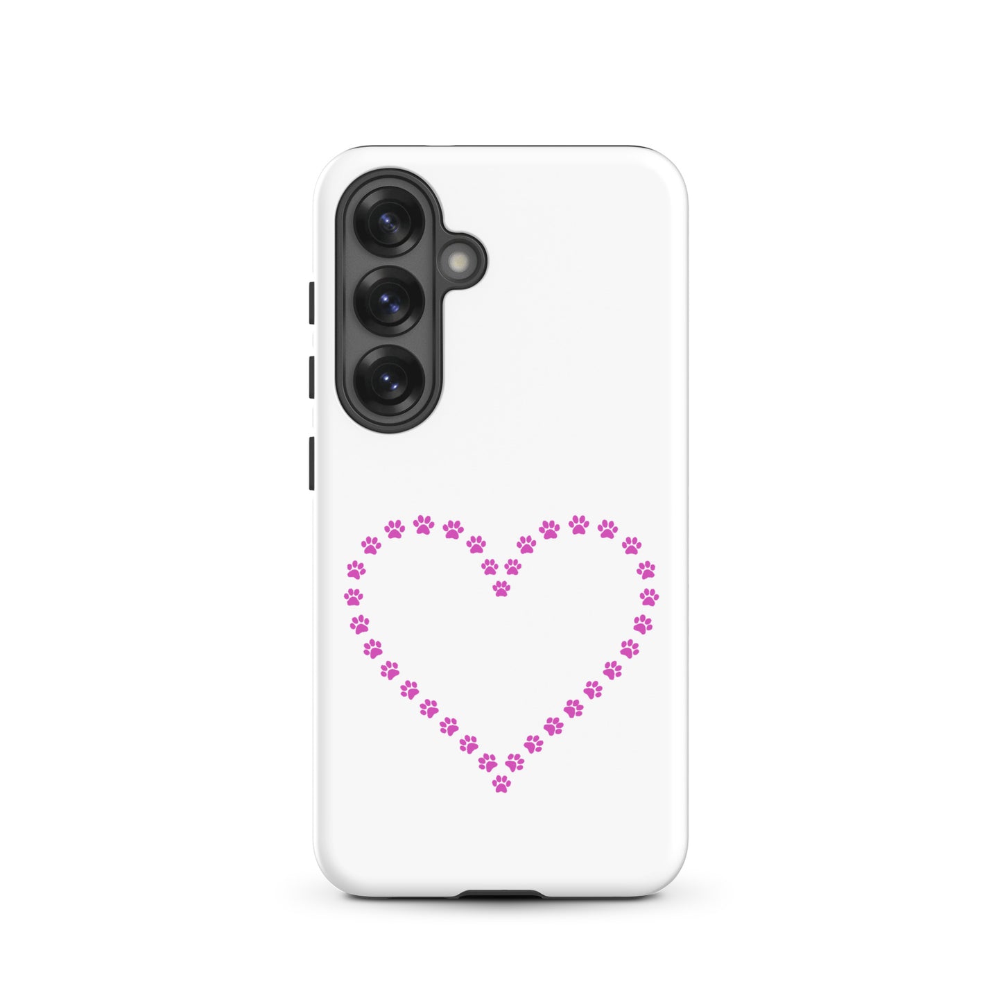 Phone Case for Samsung Galaxy featuring a paw print heart design for pet lovers.