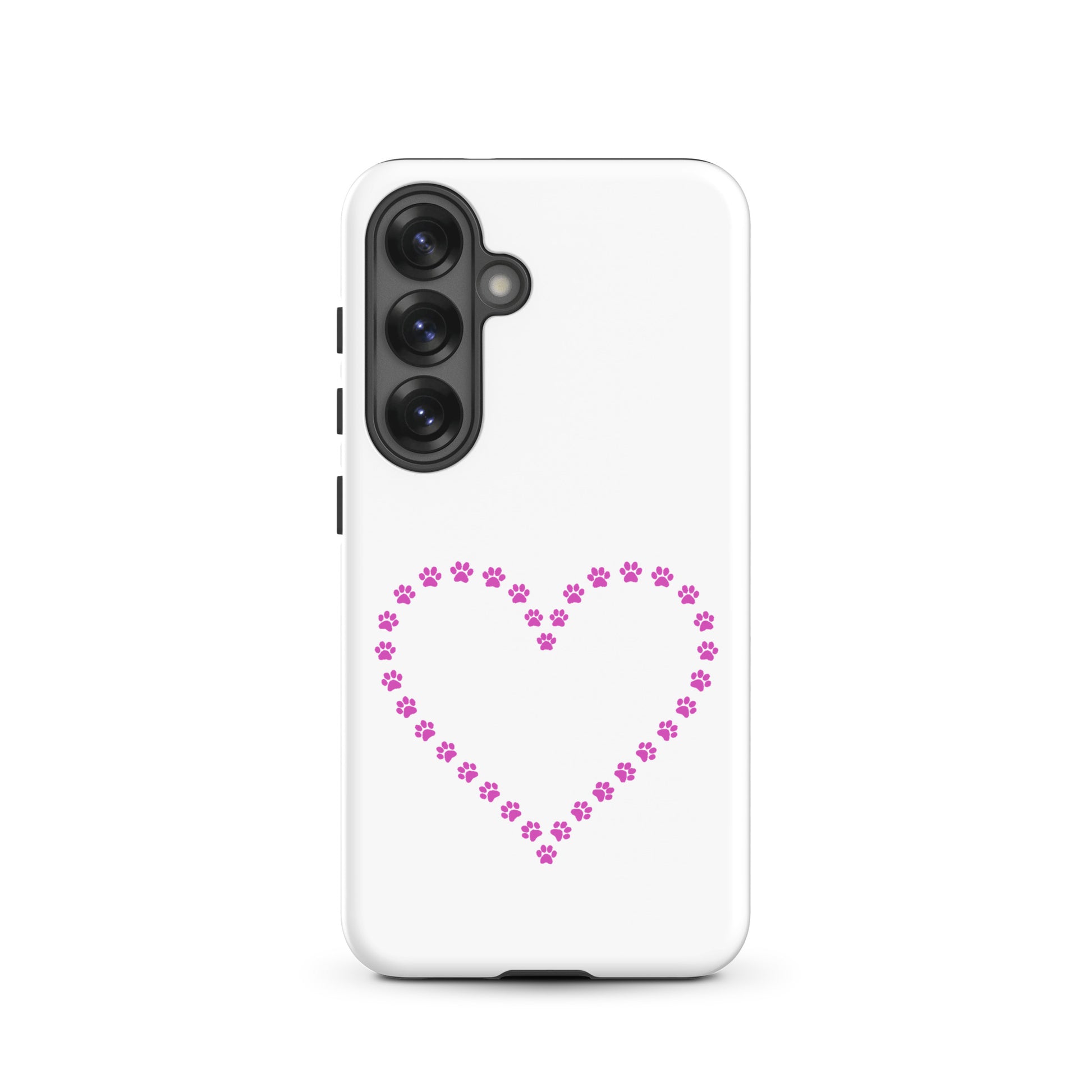 Phone Case for Samsung Galaxy featuring a paw print heart design for pet lovers.