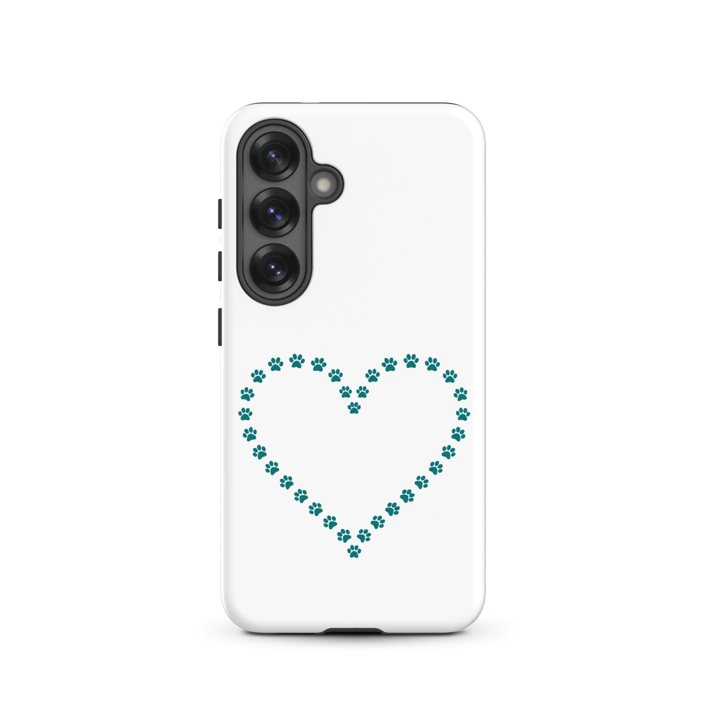 Phone Case for Samsung Galaxy featuring a heart design made of paw prints, perfect for pet lovers.