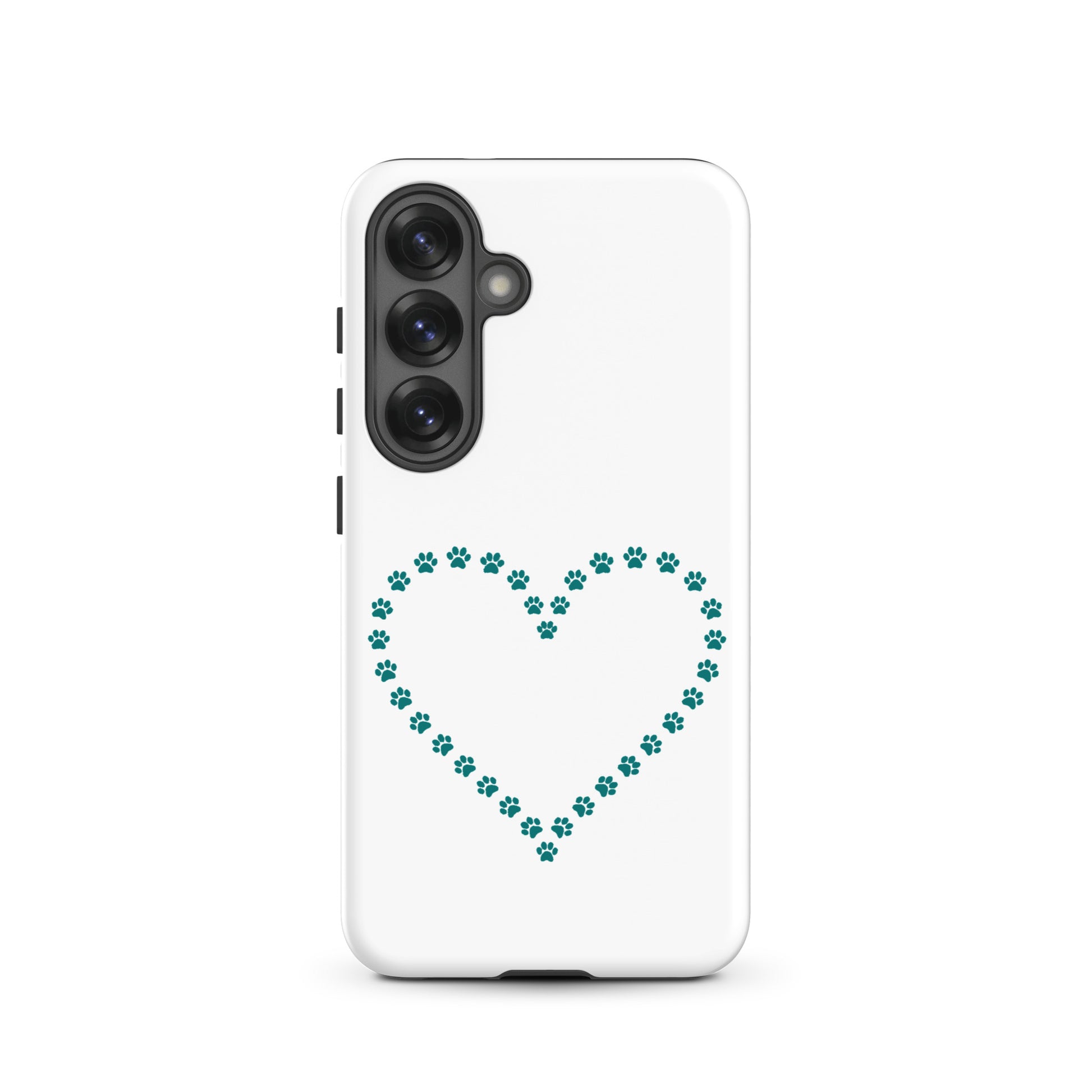 Phone Case for Samsung Galaxy featuring a heart design made of paw prints, perfect for pet lovers.