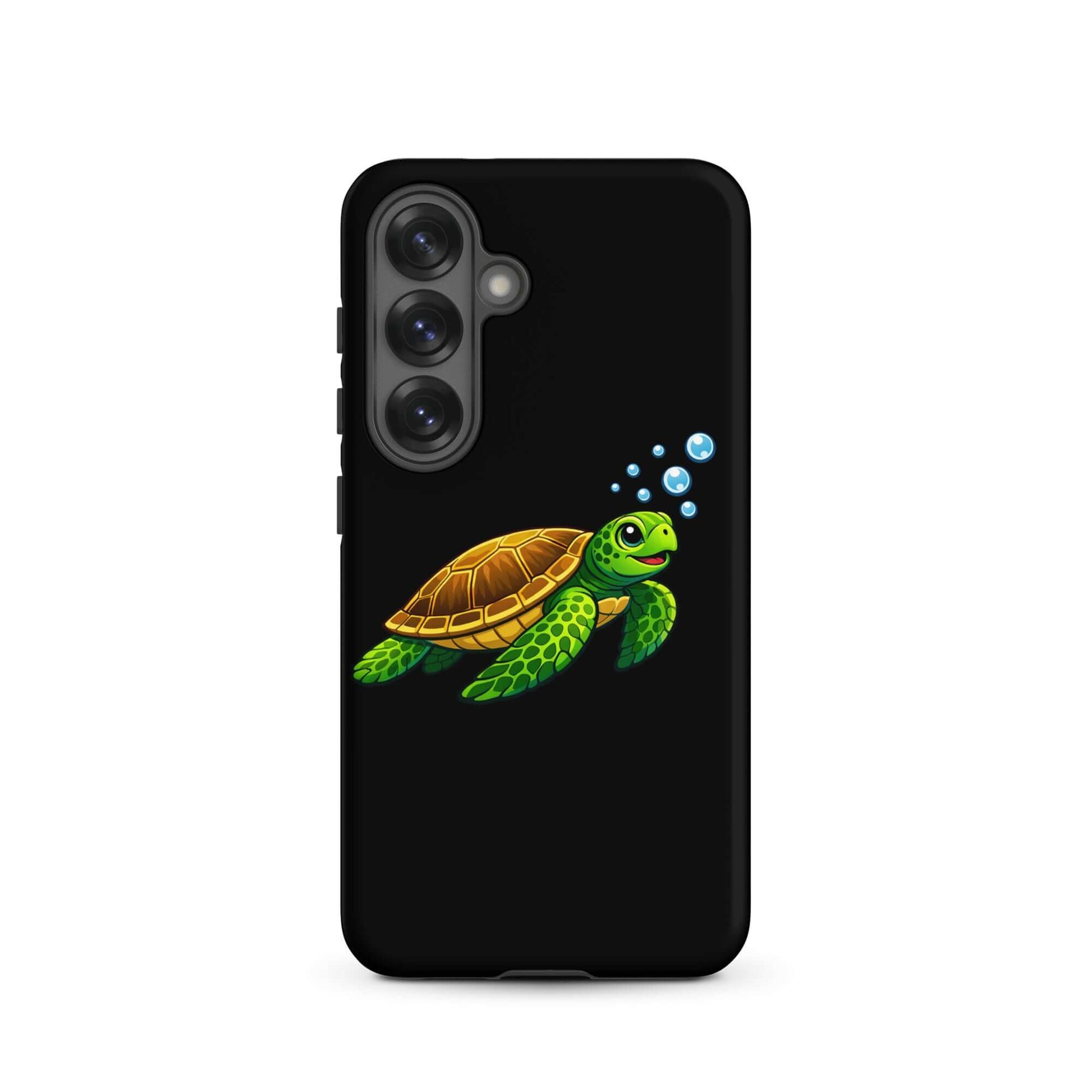 Phone Case featuring vibrant sea turtle artwork with bubbles for Samsung Galaxy