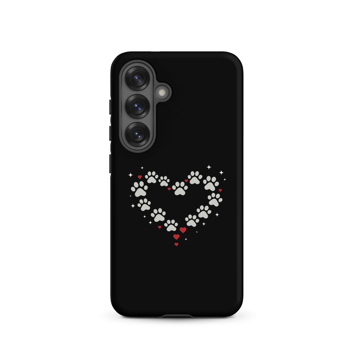 Phone Case for Samsung Galaxy with paw-print heart design on a black background