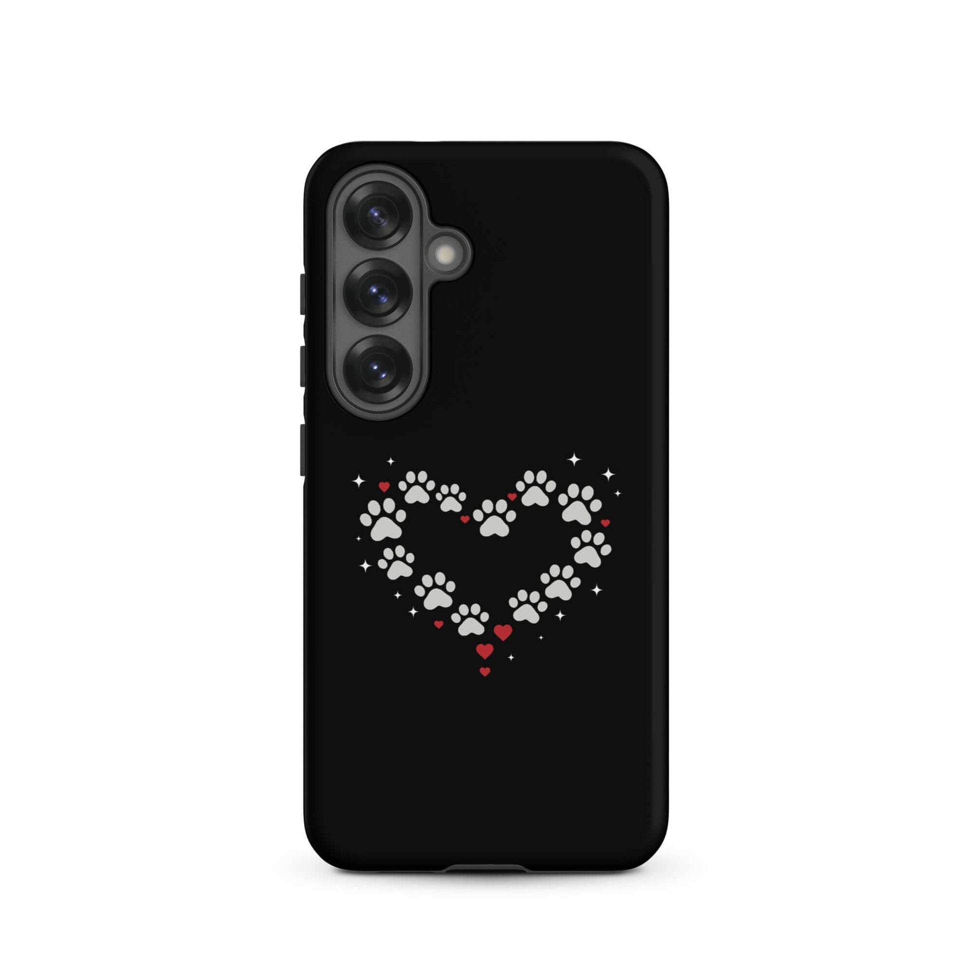 Phone Case for Samsung Galaxy with paw-print heart design on a black background