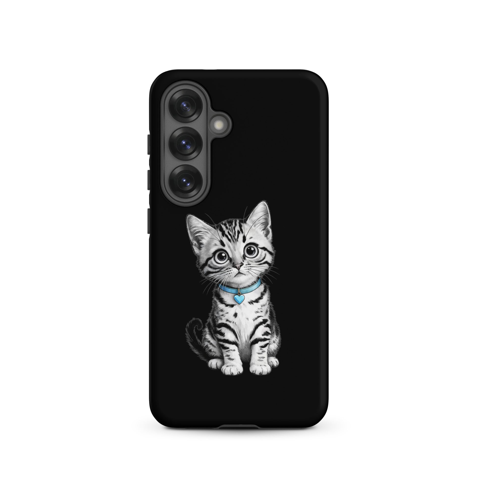 Phone Case for Samsung Galaxy with kitten design and blue heart charm