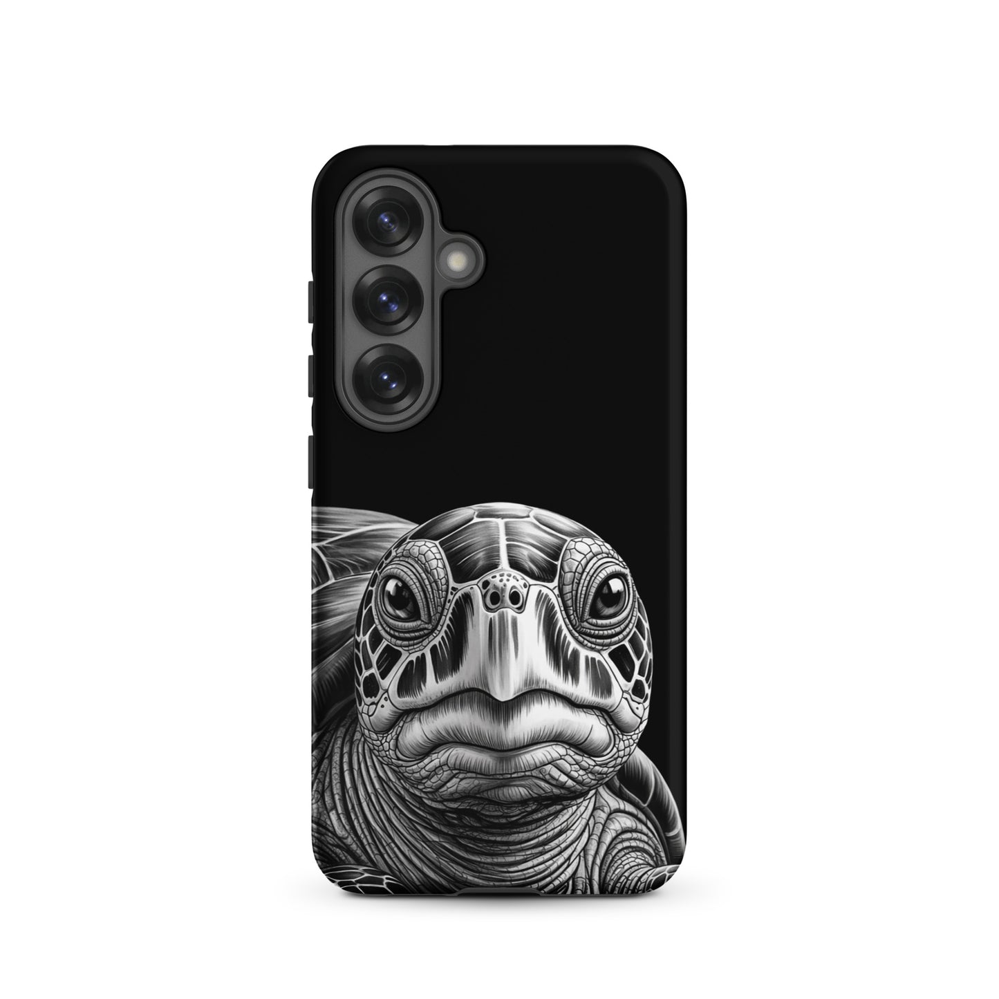 Phone Case for Samsung Galaxy featuring ancient sea turtle design, hyper-realistic pencil sketch highlighting shell geometry and wisdom.