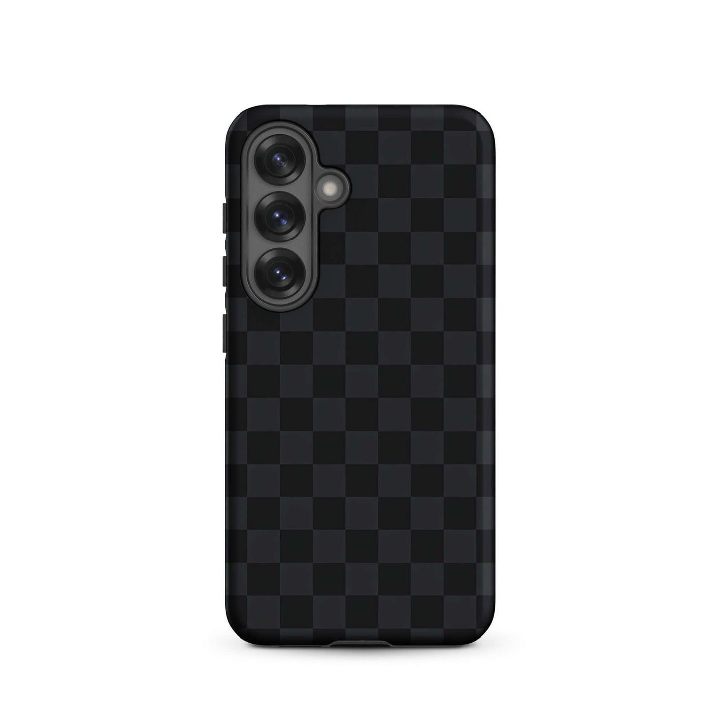Phone Case for Samsung Galaxy with black and charcoal checkered design, sleek and modern protection accessory.
