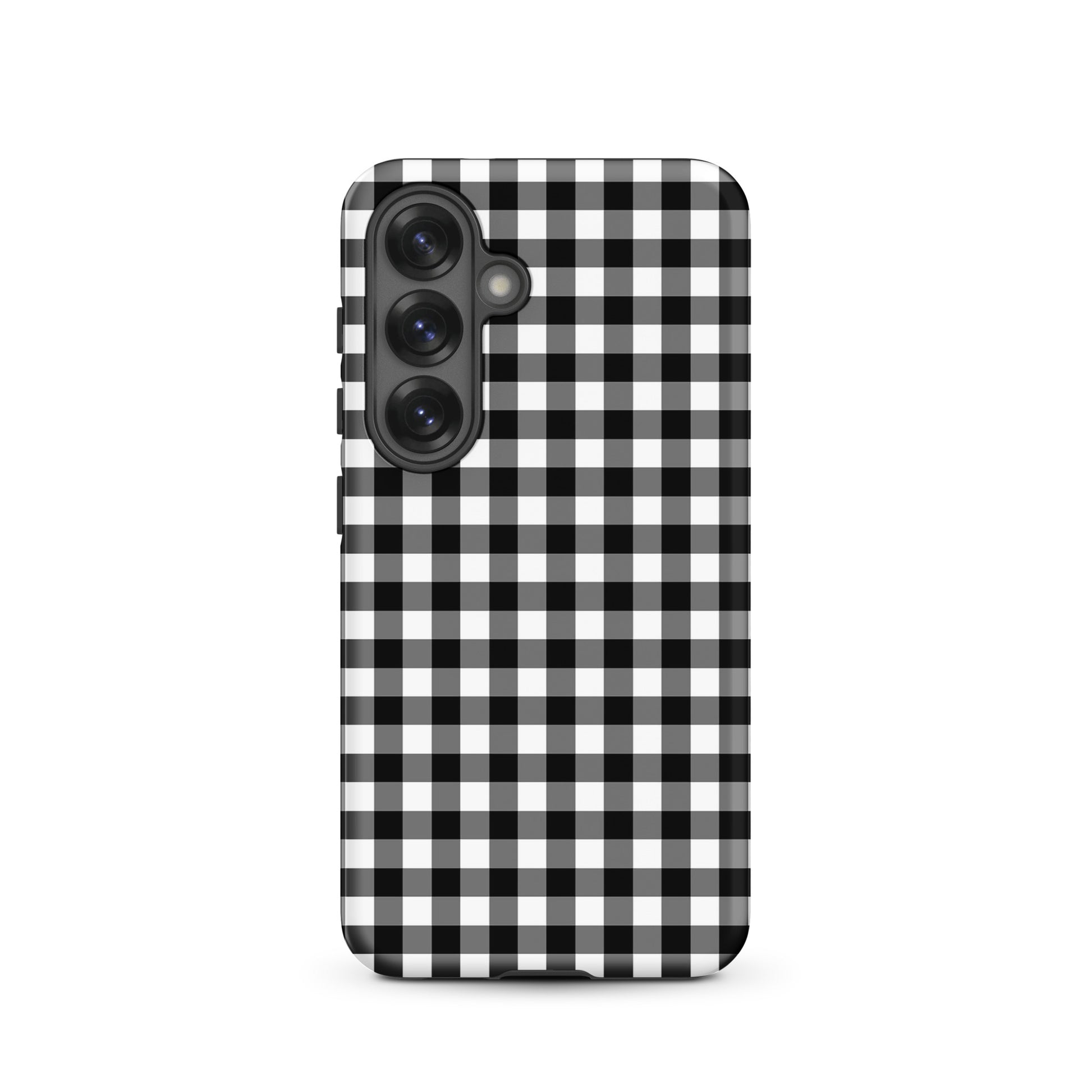 Phone Case with black-and-white gingham pattern for Samsung Galaxy, combining stylish design and durability for chic device protection.