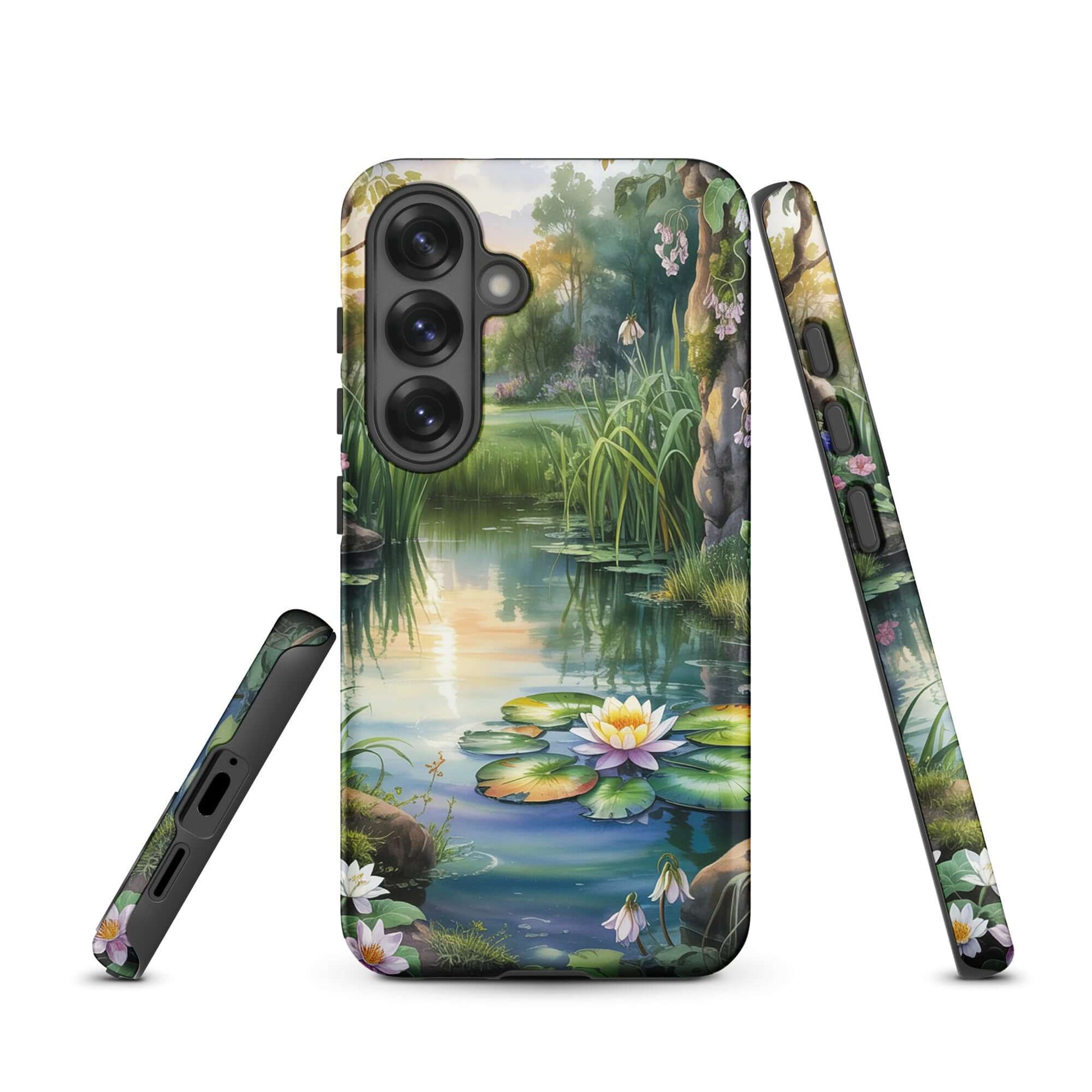 Phone Case for Samsung Galaxy Enchanted Pond with lily pond design and sunset reflections