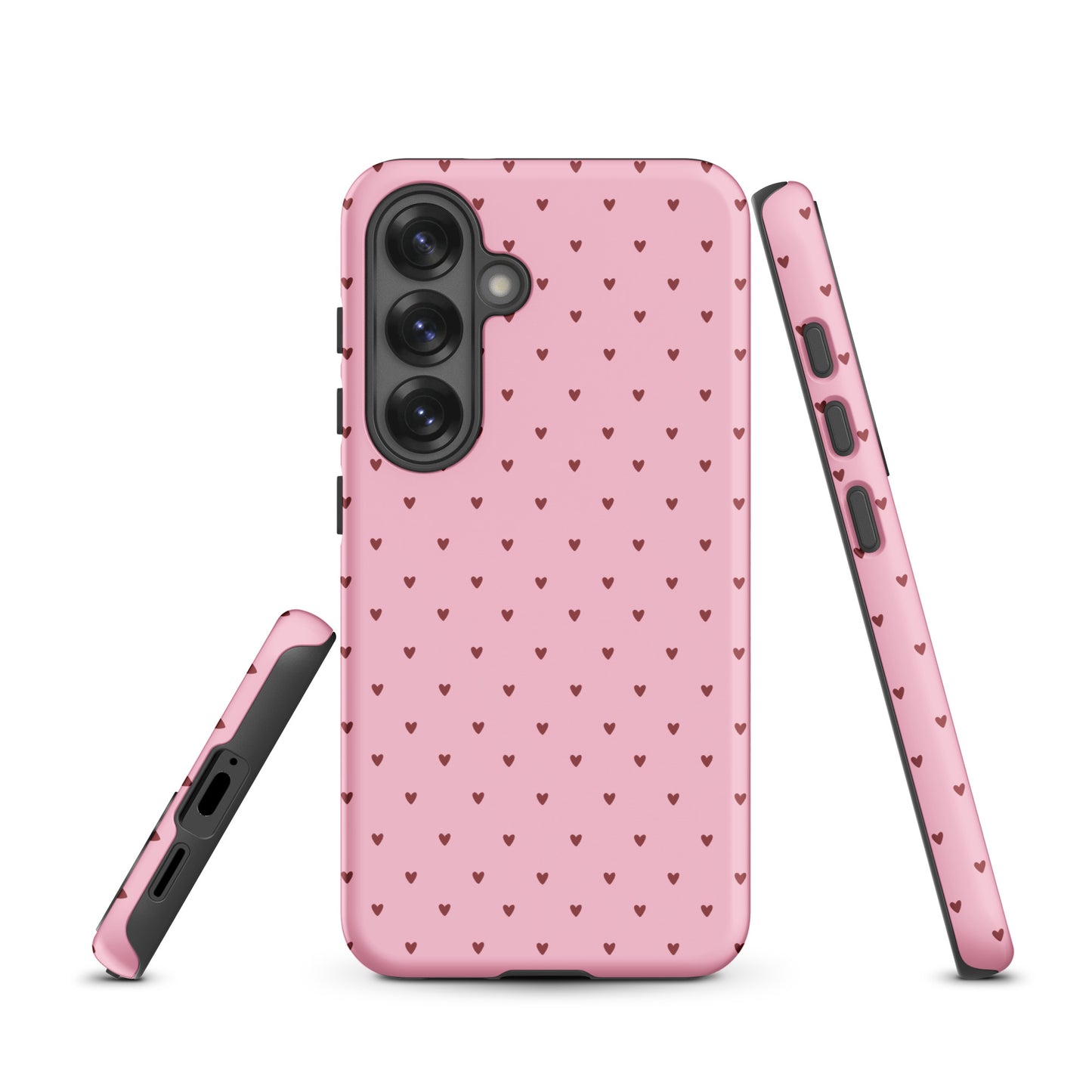 Phone Case for Samsung Galaxy with Heart‑Dot pattern design in pink, featuring cute heart motifs for a stylish and modern look.