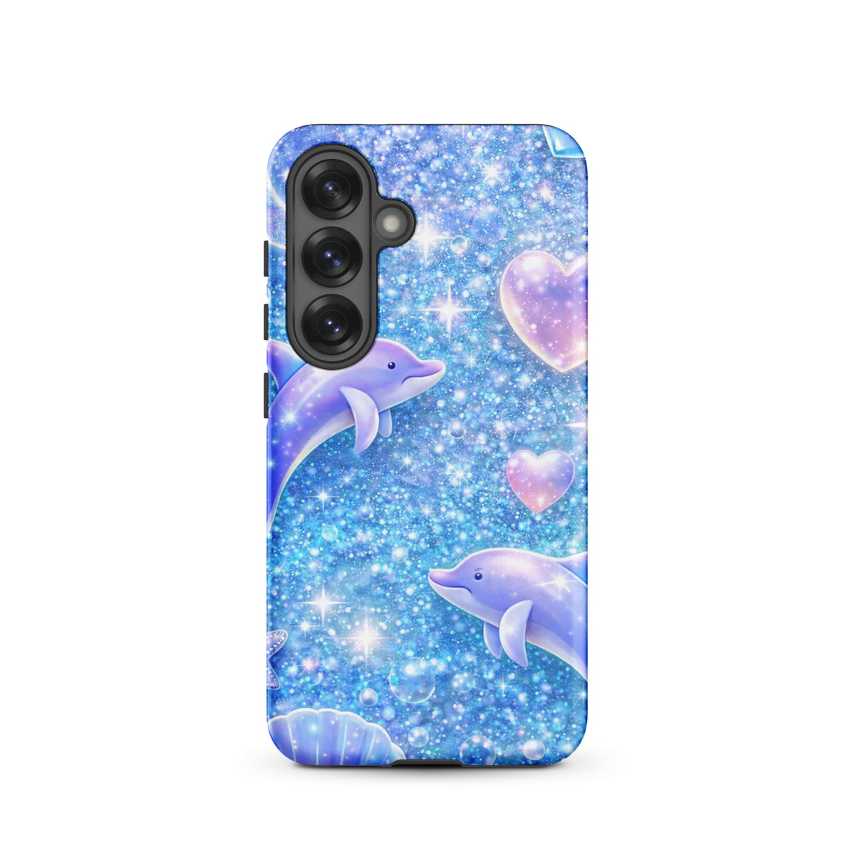 Phone Case for Samsung Galaxy with ocean glitter dolphins and celestial designs