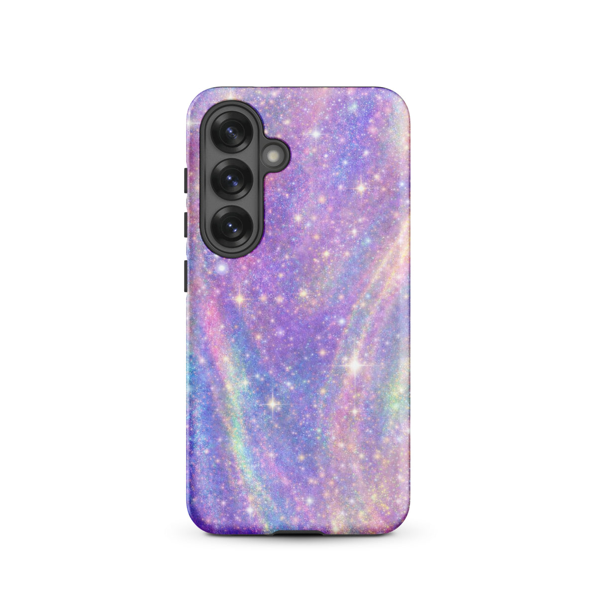 Phone Case for Samsung Galaxy with cosmic dream swirl design in pastel purples, pinks, blues, and golden sparkles.