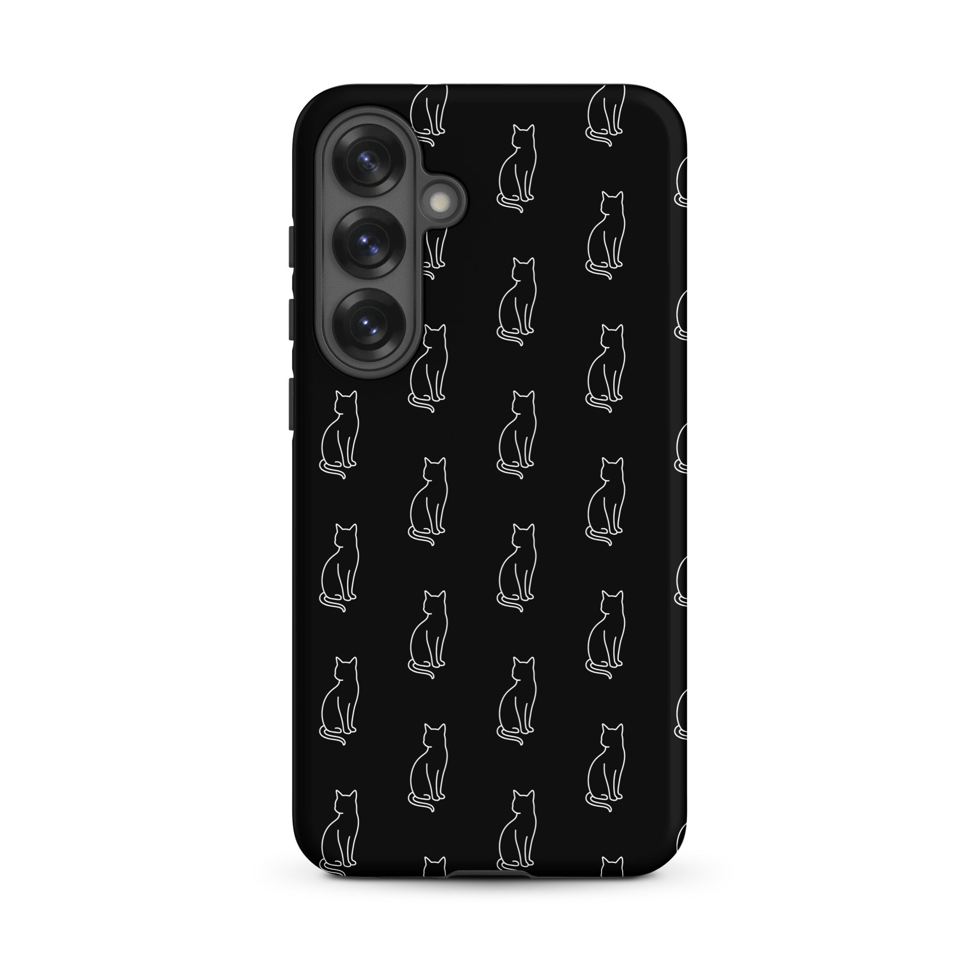 Phone Case for Samsung Galaxy with minimalist sitting cat pattern, perfect for feline fans.