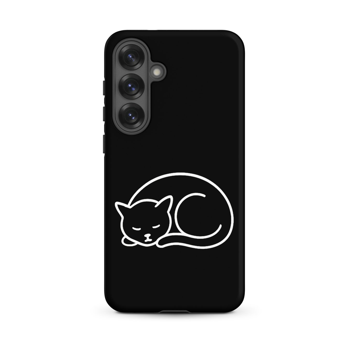 Phone Case for Samsung Galaxy Phones featuring a minimalist curled-up cat design.