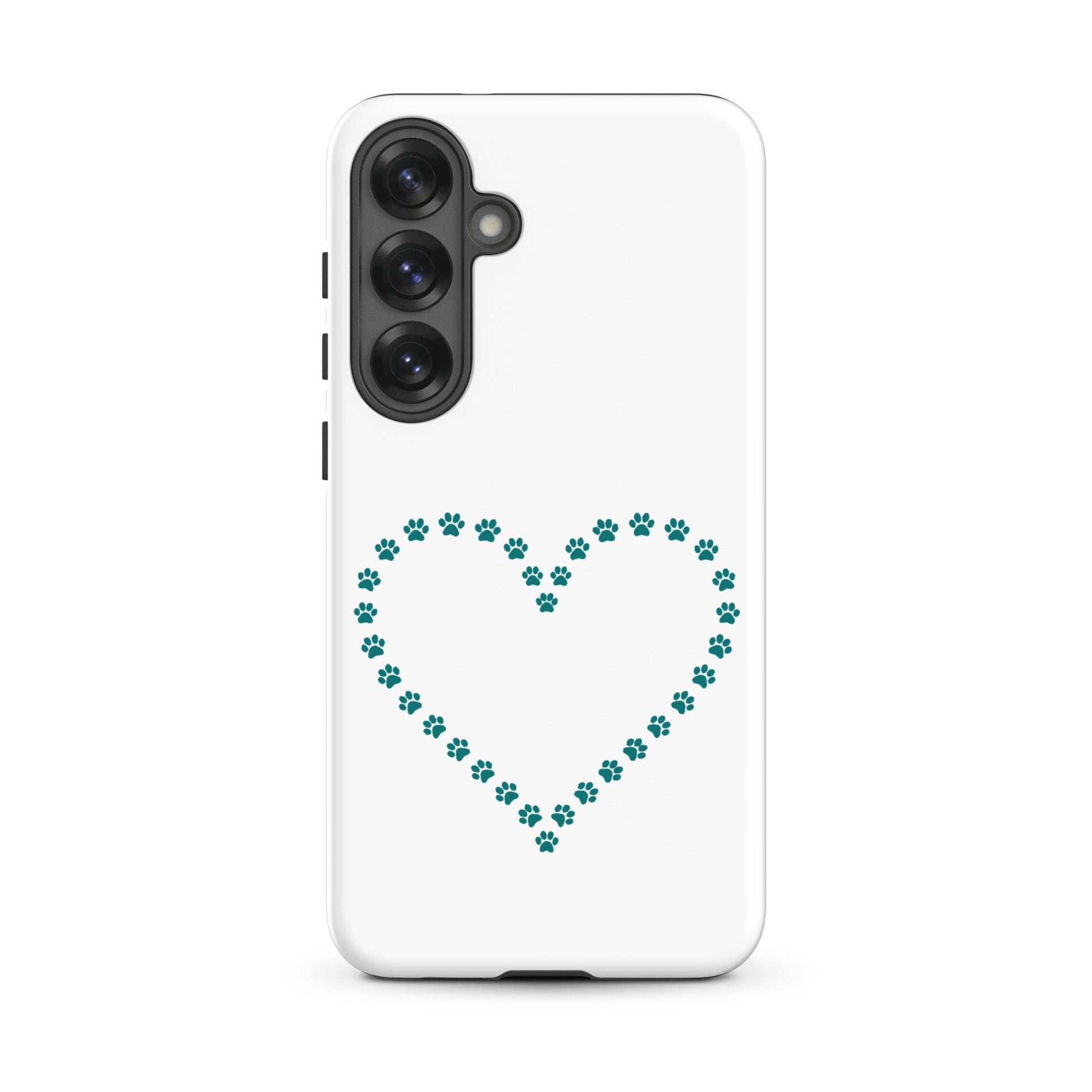 Phone Case for Samsung Galaxy with paw print heart design, perfect for pet lovers.