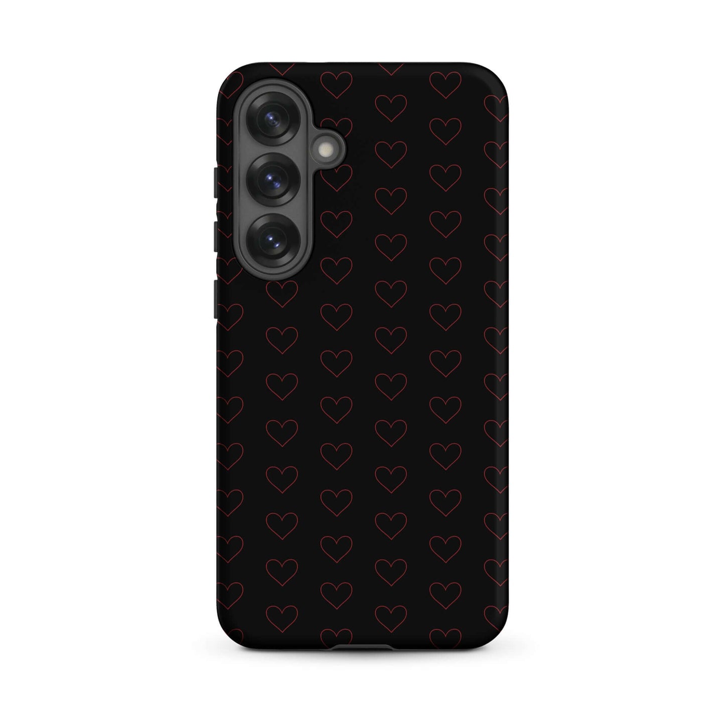 Phone Case for Samsung Galaxy featuring a stylish crimson heart pattern on a black background.