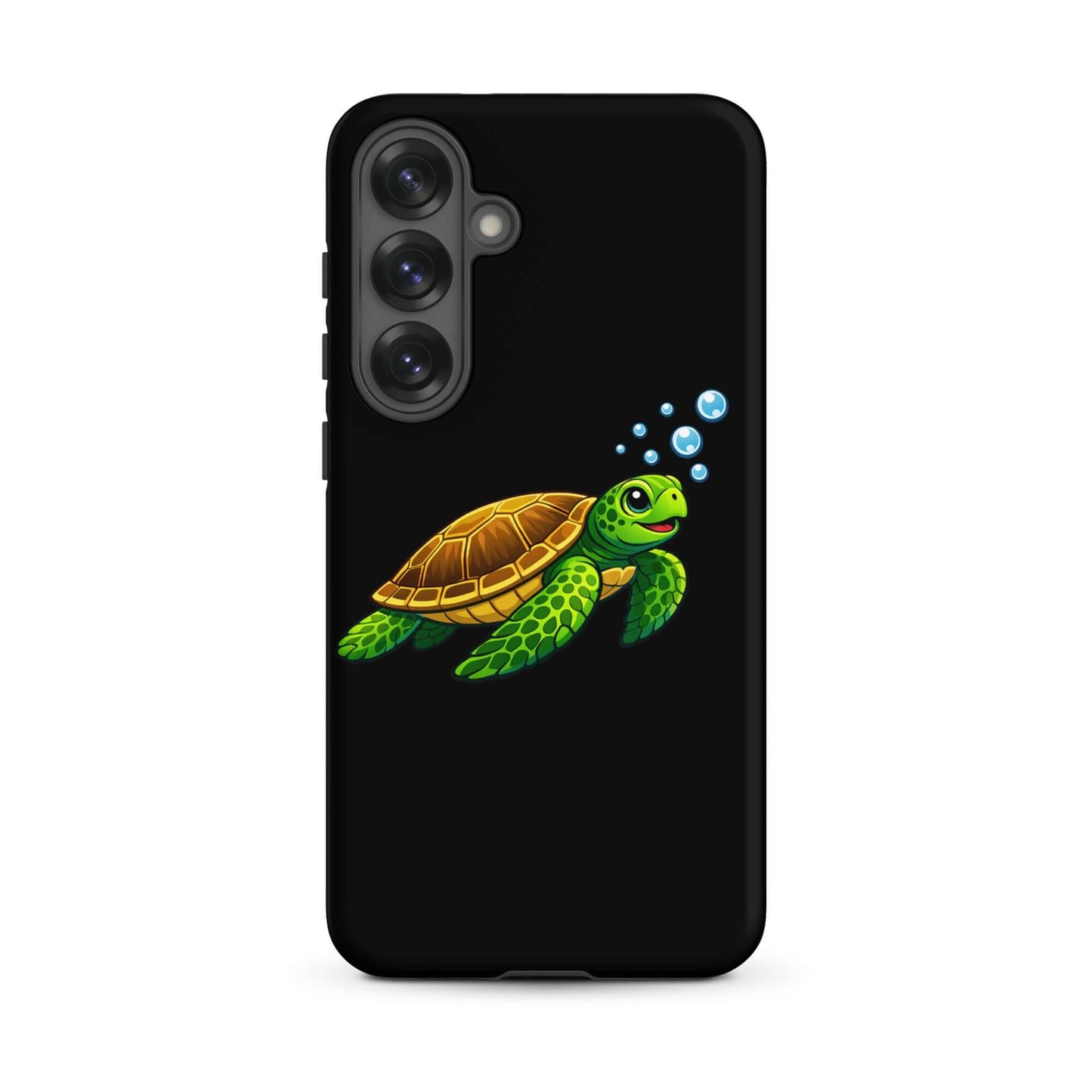 Phone Case featuring vibrant sea turtle artwork swimming with bubbles