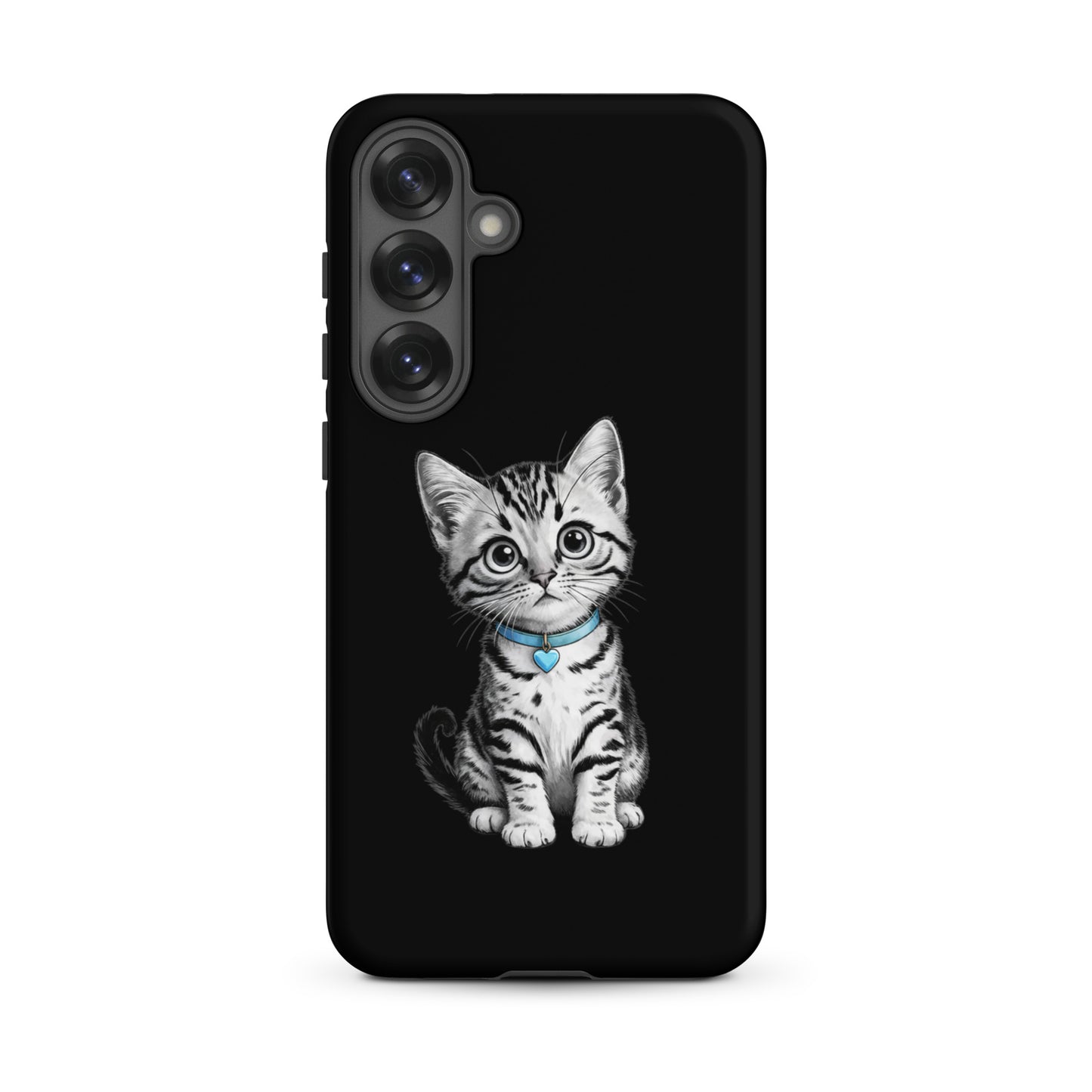 Phone Case for Samsung Galaxy with kitten and blue heart charm design