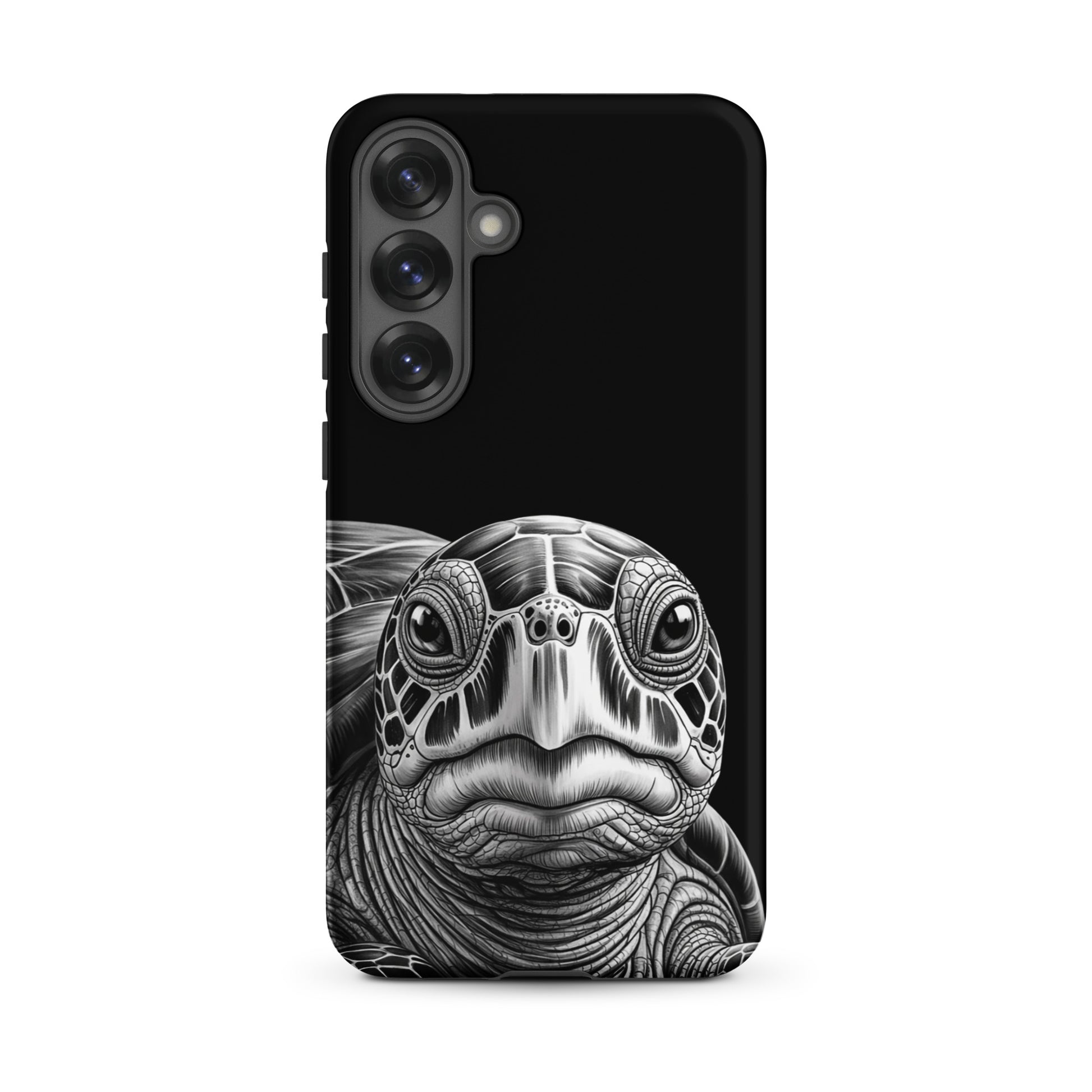 Phone Case for Samsung Galaxy with sea turtle sketch, black and white design, protection accessory, ancient sea turtle art