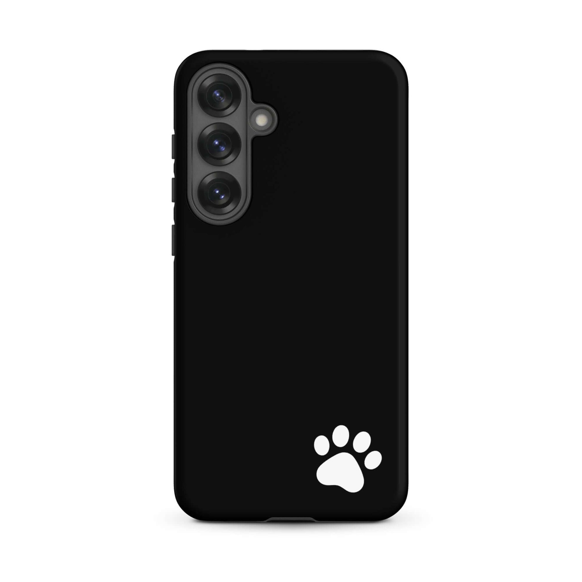 Phone Case for Samsung Galaxy with minimalist paw print design in sleek black, offering style and protection.