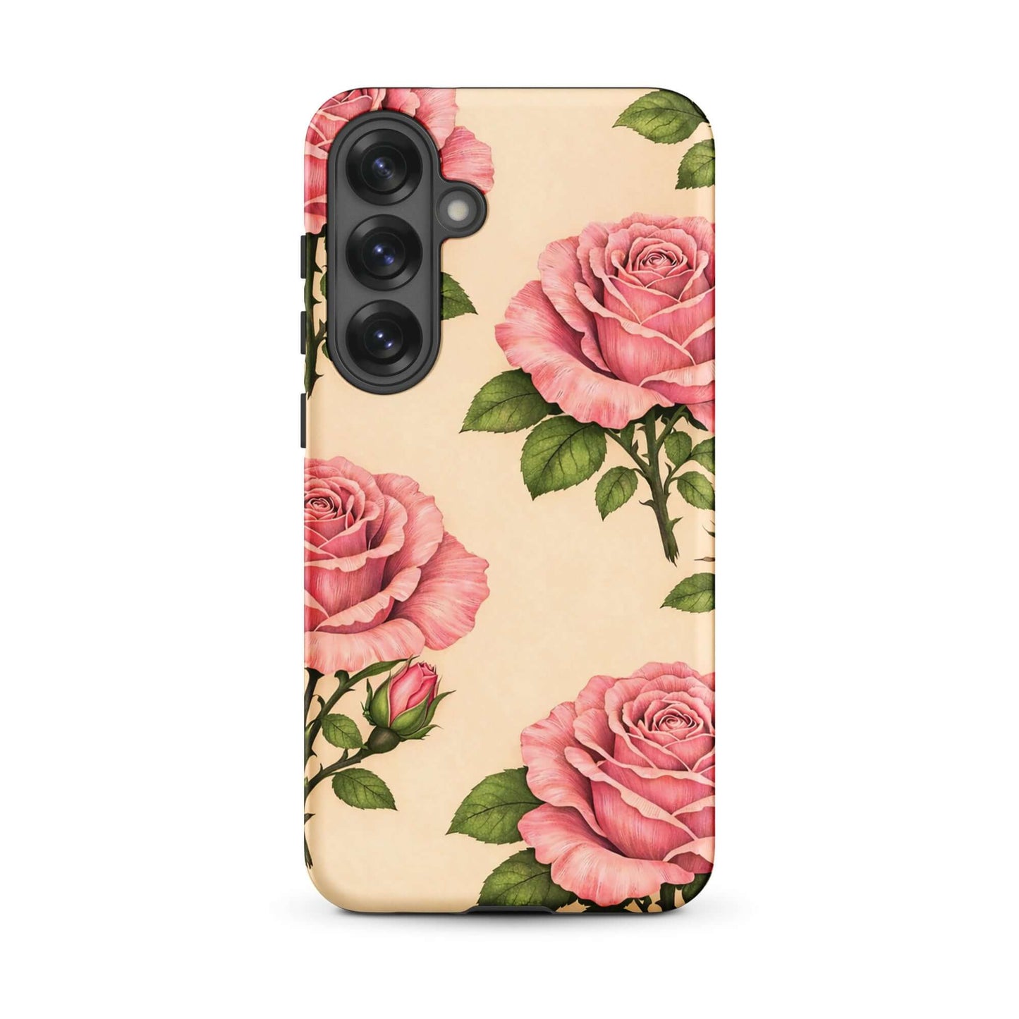 Phone Case for Samsung Galaxy with pink roses on warm cream background