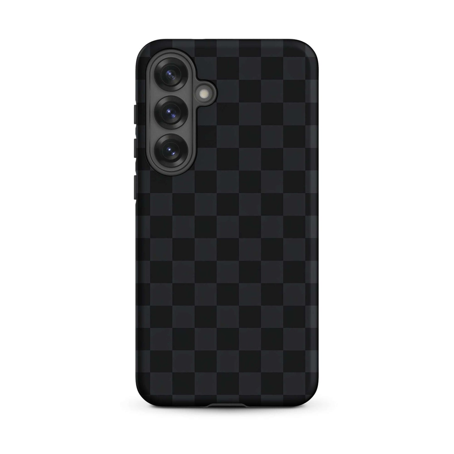 Phone Case for Samsung Galaxy with black and charcoal checkered design, offering sleek, modern protection.