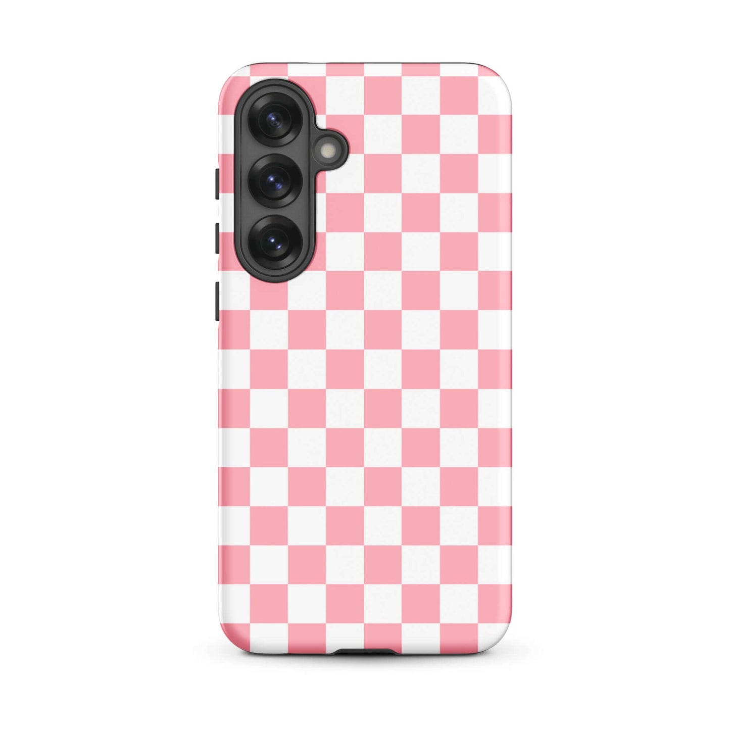 Phone Case for Samsung Galaxy with playful pink and white checkered design, adding a fun and stylish touch to your device.