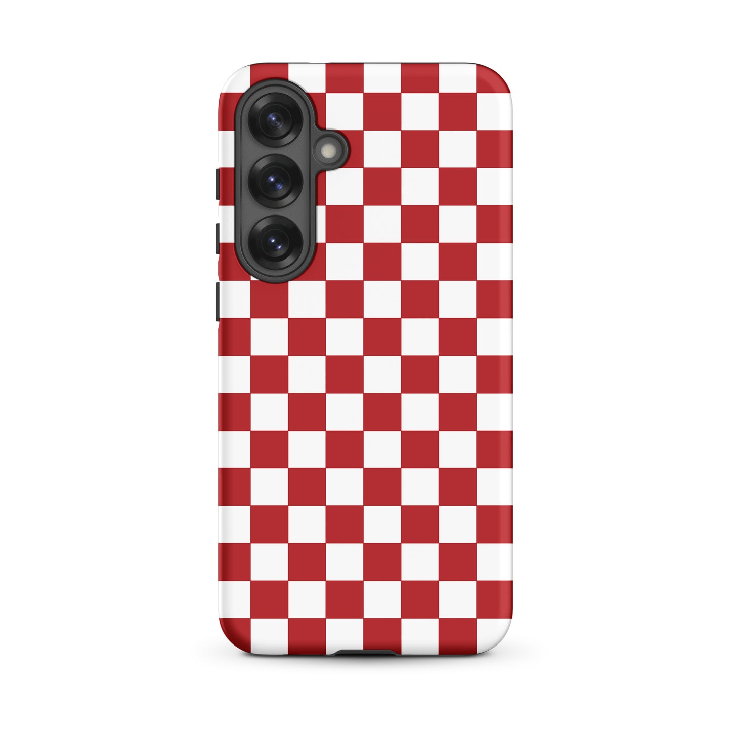 Phone Case for Samsung Galaxy with crimson red checkered design, stylish and bold accessory for your smartphone.