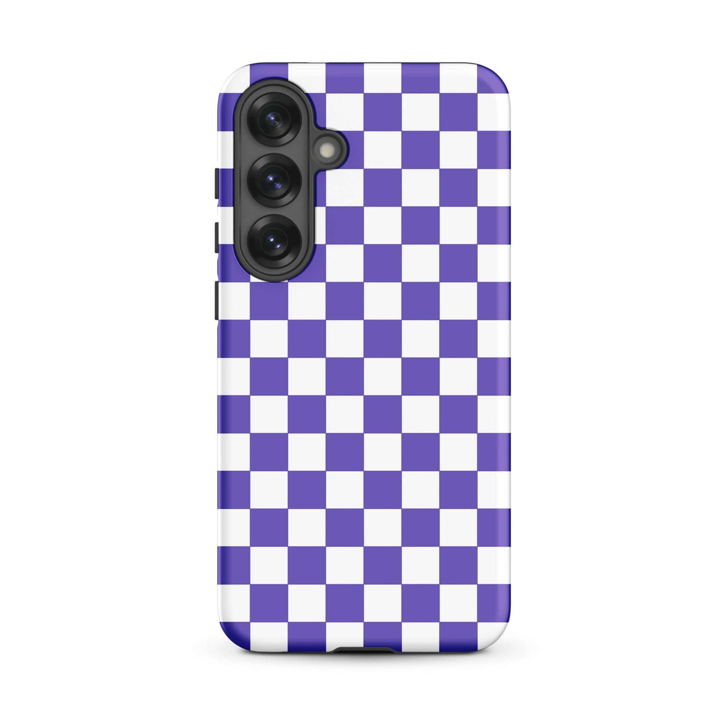 Phone Case for Samsung Galaxy with purple and white checkered pattern for stylish flair.