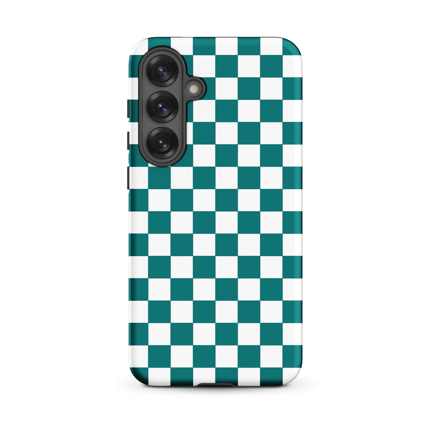 Phone Case for Samsung Galaxy with teal and white checkered design