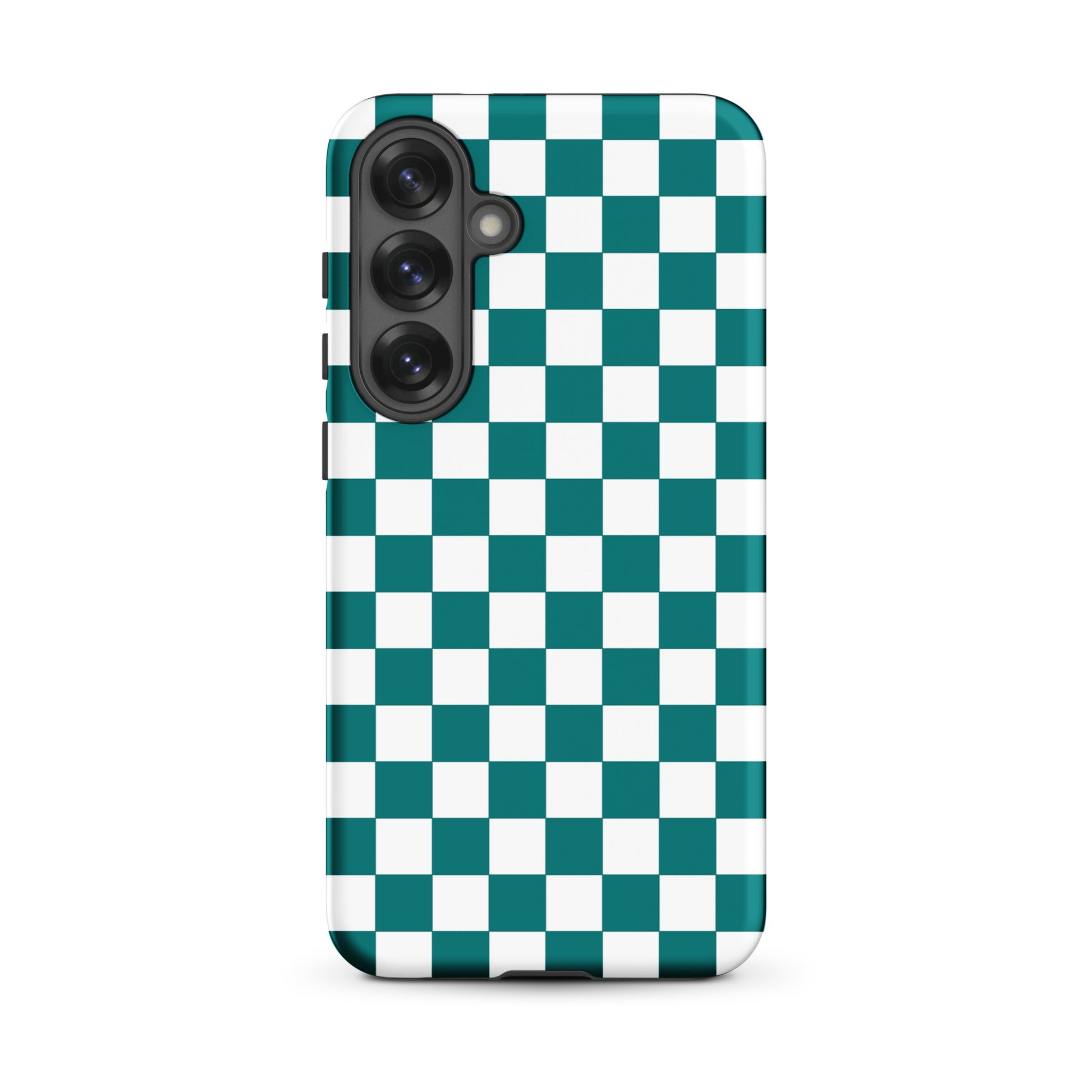 Phone Case for Samsung Galaxy with teal and white checkered design