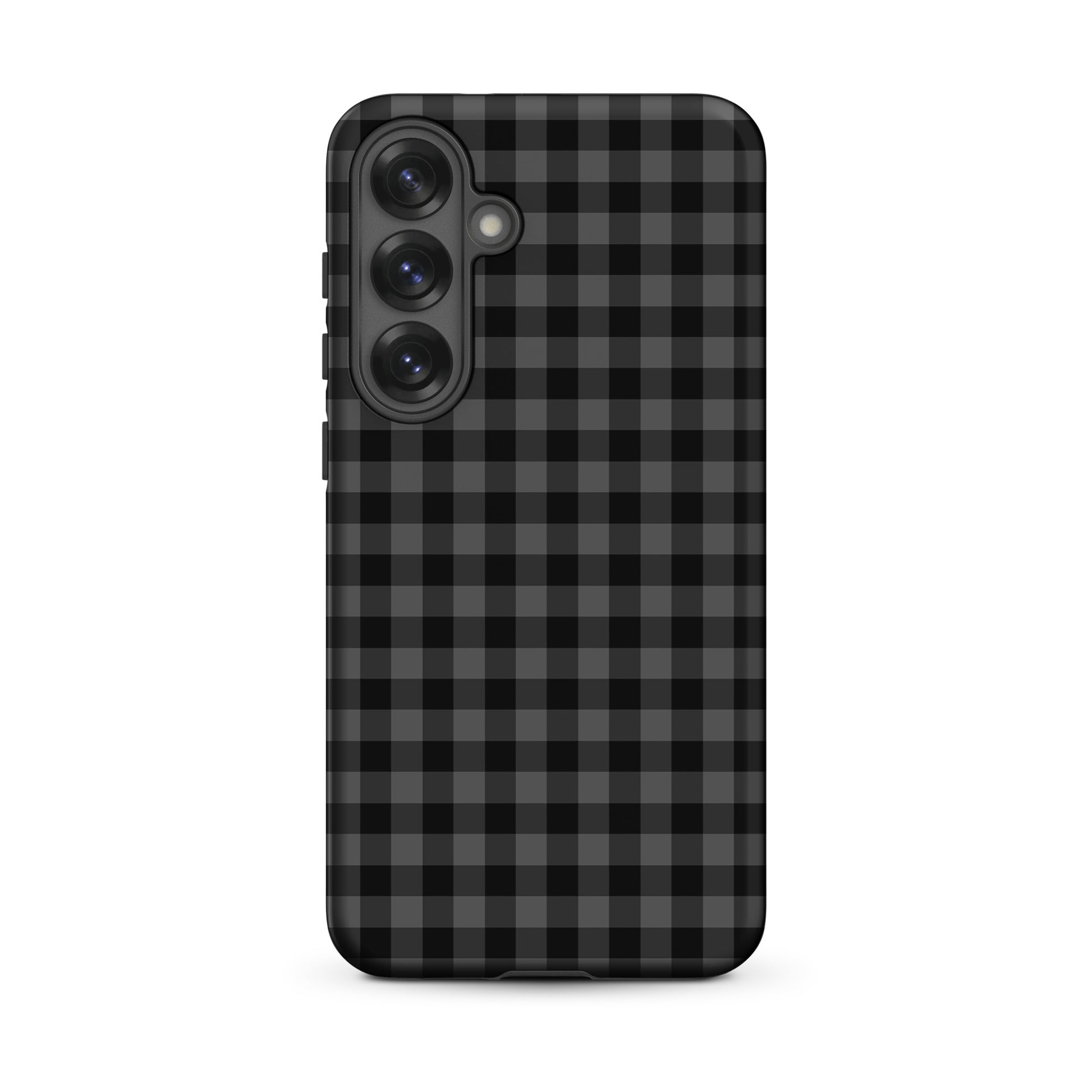 Phone Case for Samsung Galaxy in black gingham pattern showcasing style and protection.