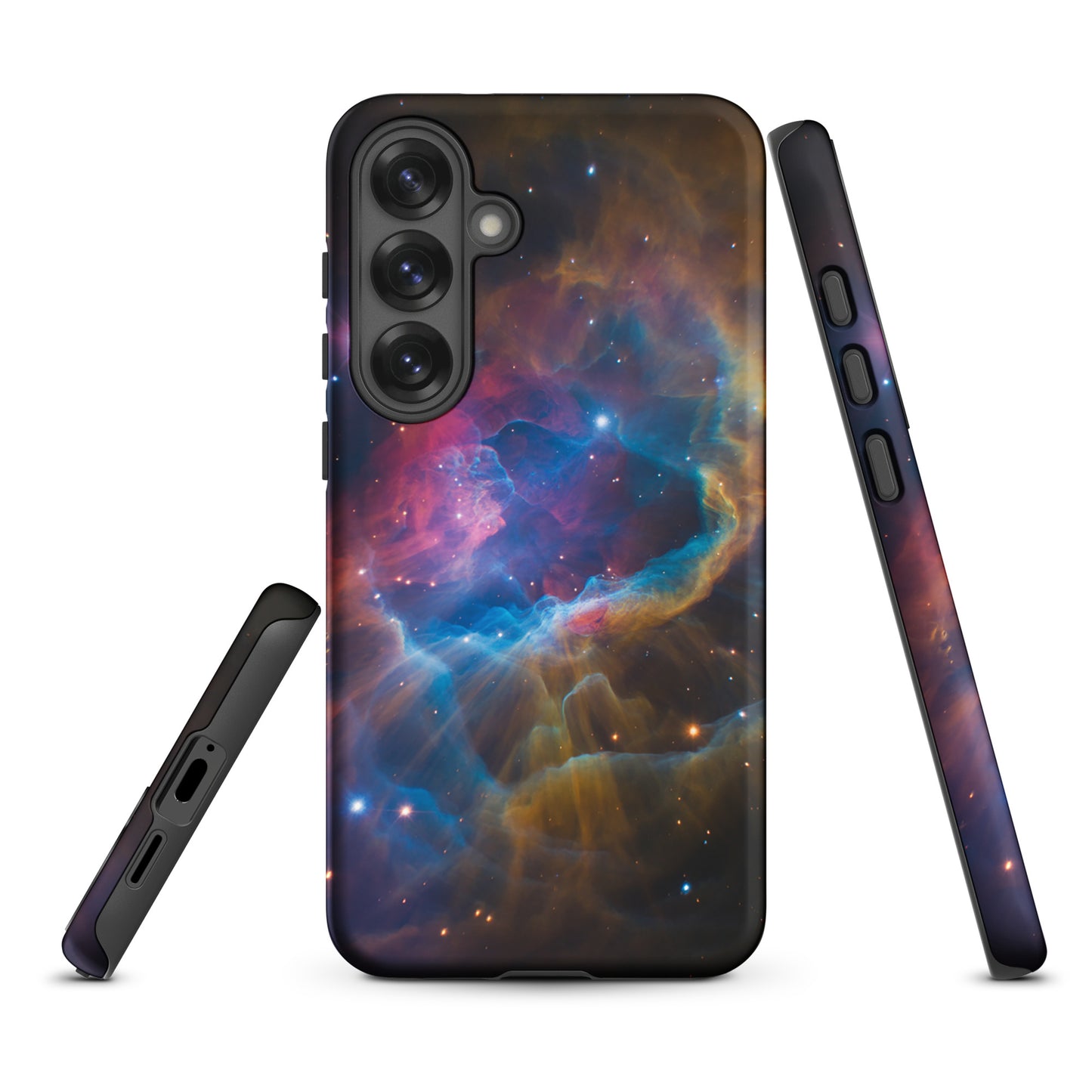 Phone Case for Samsung Galaxy with nebula cosmic dreamscape design featuring vivid blues, oranges, and pinks
