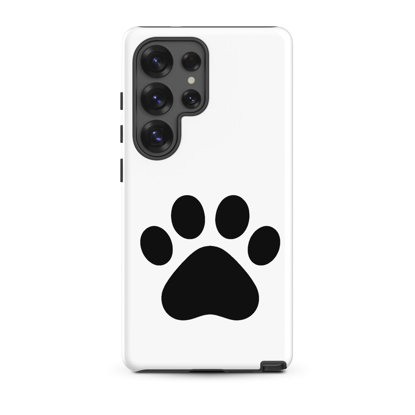 Phone Case for Samsung Galaxy featuring a minimalist black paw print design for pet lovers.