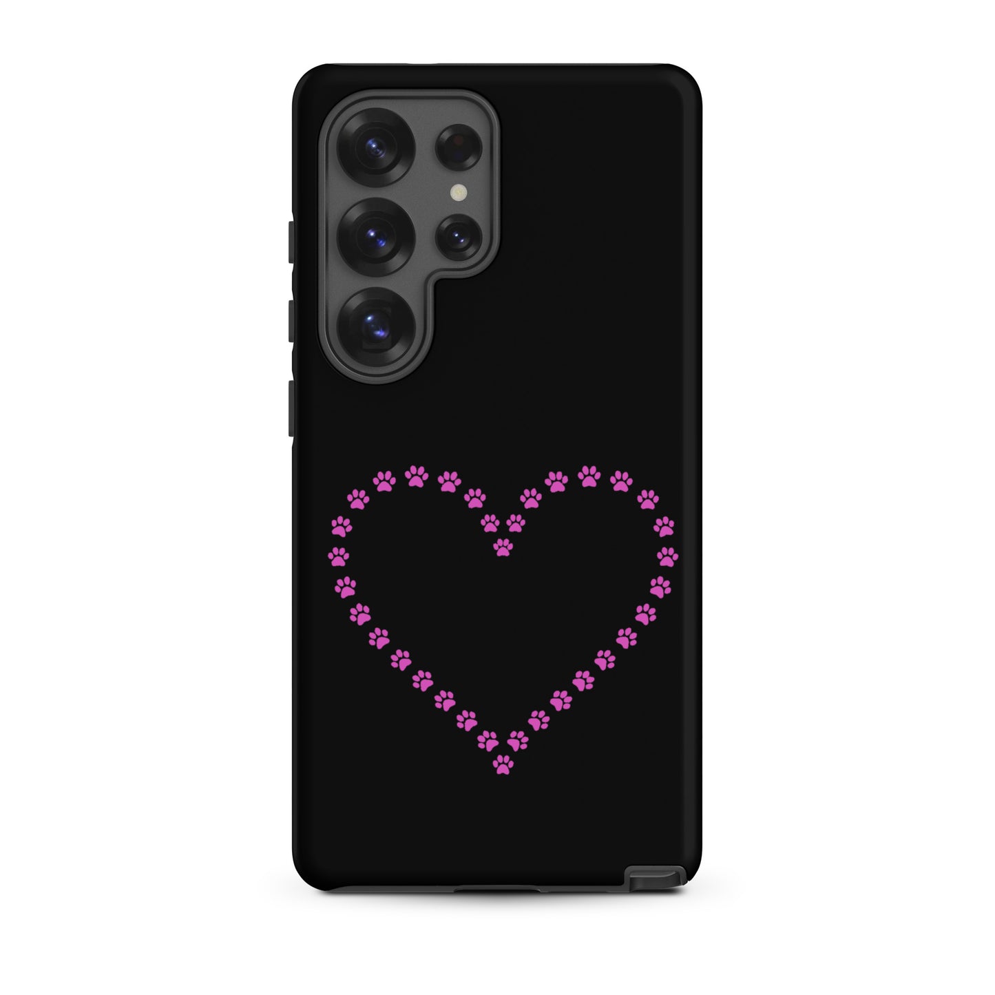 Phone Case for Samsung Galaxy with paw print heart design for pet lovers.