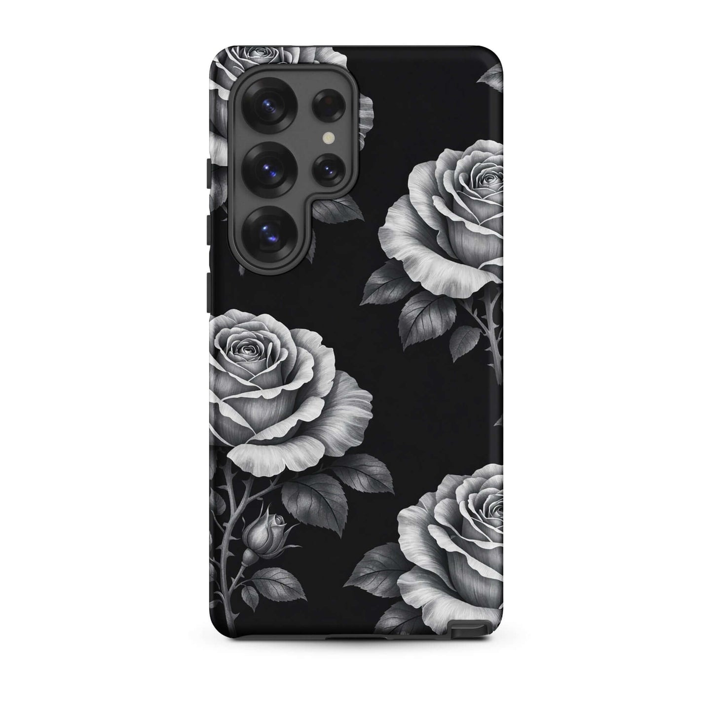 Phone Case for Samsung Galaxy with rose garden design on black background