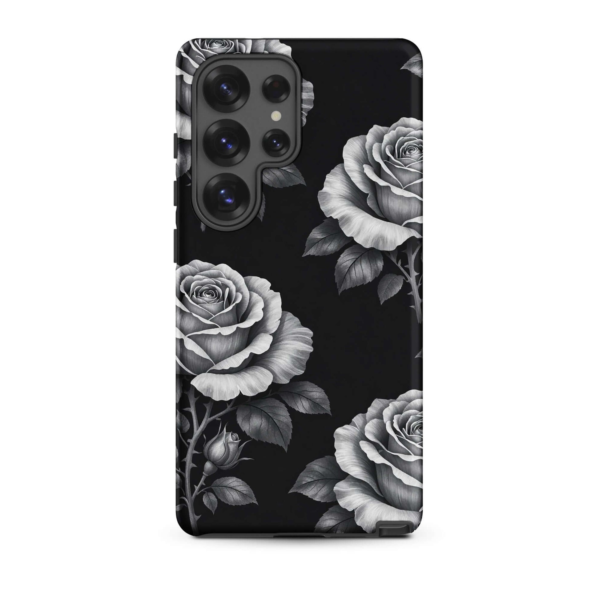 Phone Case for Samsung Galaxy with rose garden design on black background